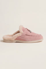 Maretti Fur-Lined Buckle Mule Pink