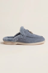 Maretti Fur-Lined Buckle Mule Light Blue