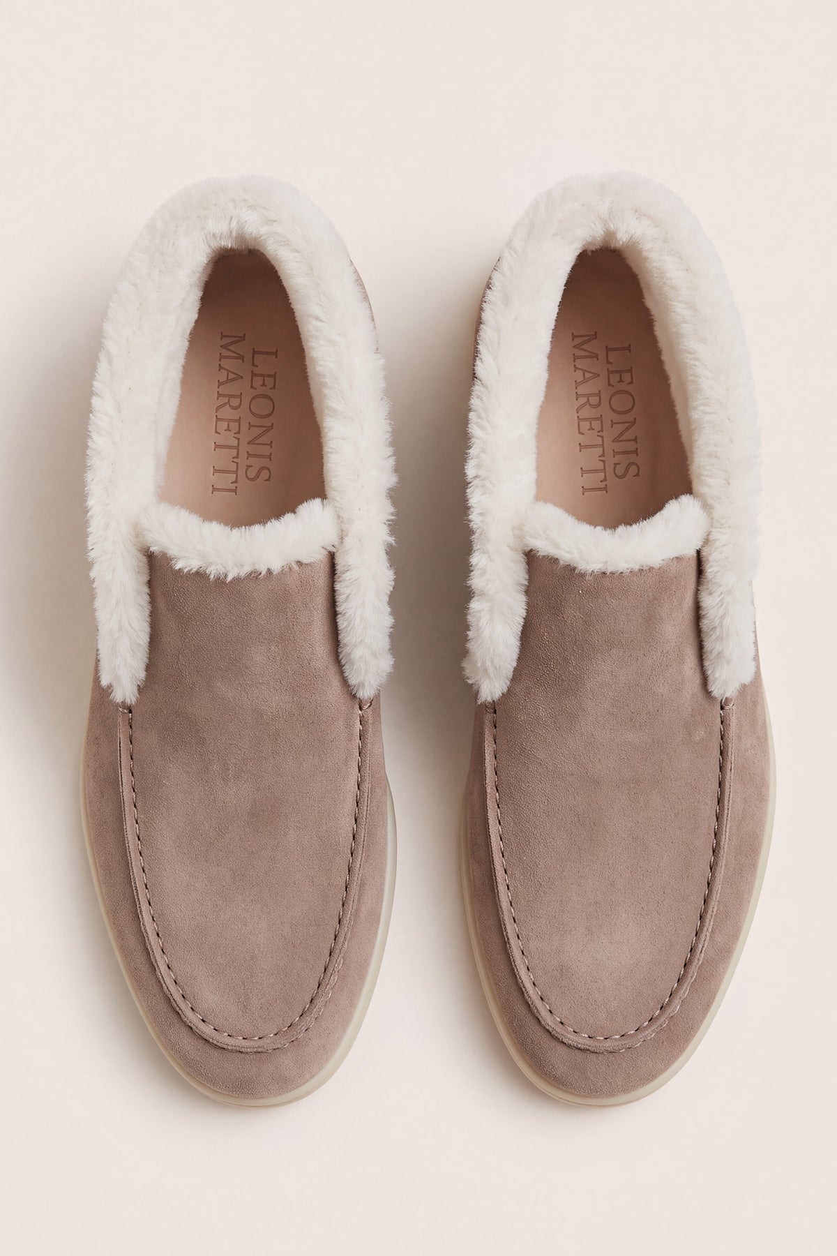 Arzano Fur-Lined High Top Loafer Dark Taupe