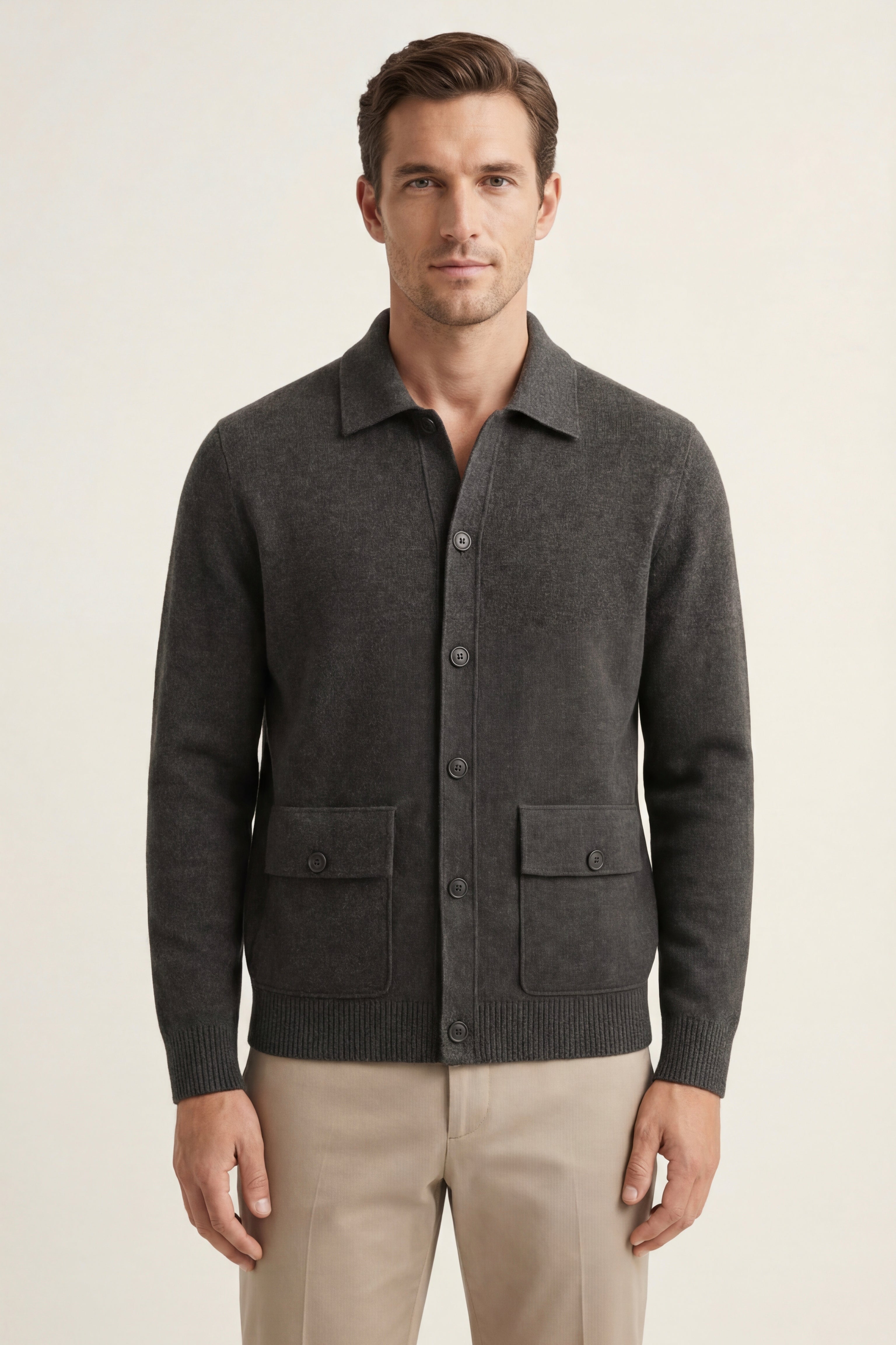Lorenzo Cashmere Cardigan Dark Grey