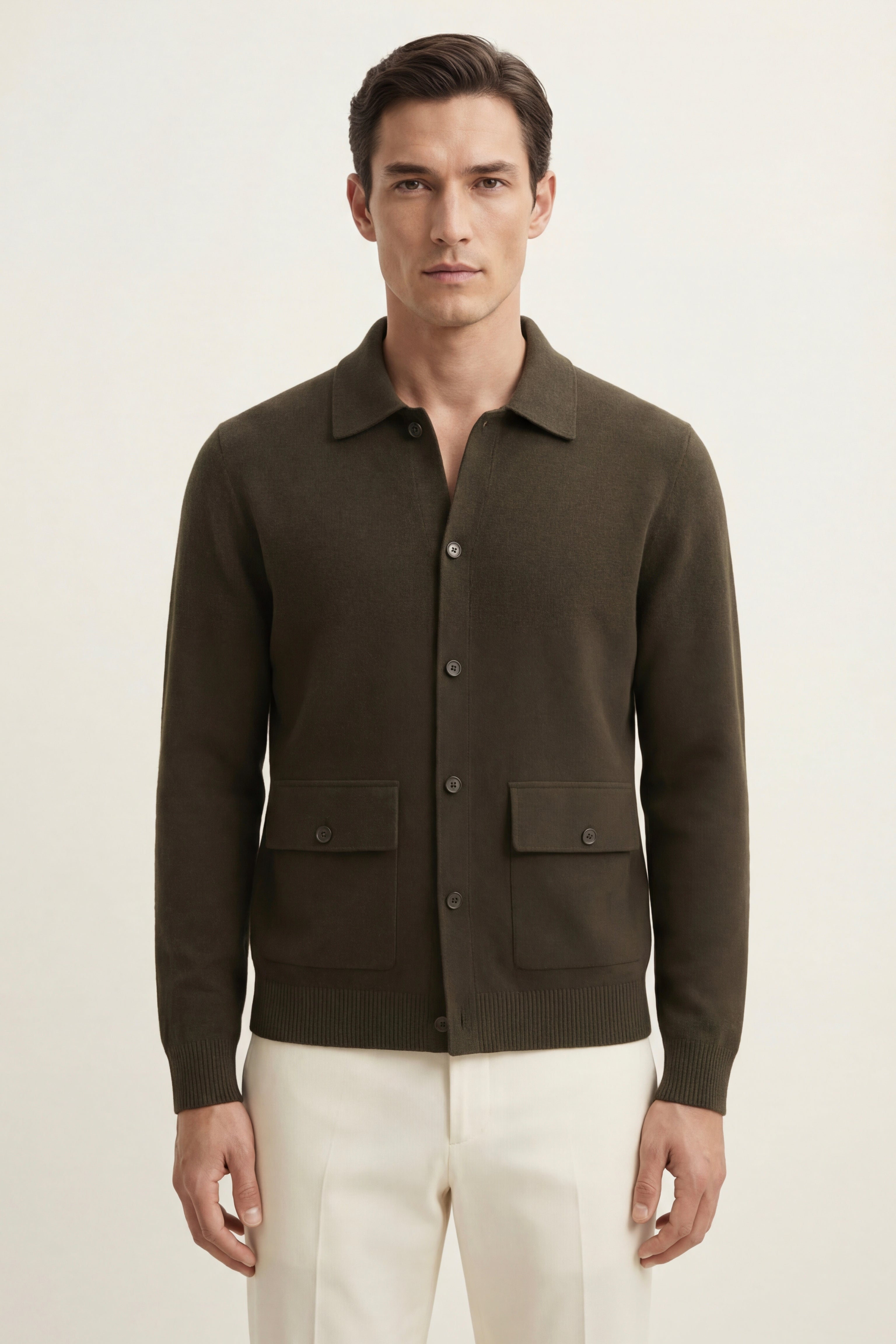 Lorenzo Cashmere Cardigan Olive Green