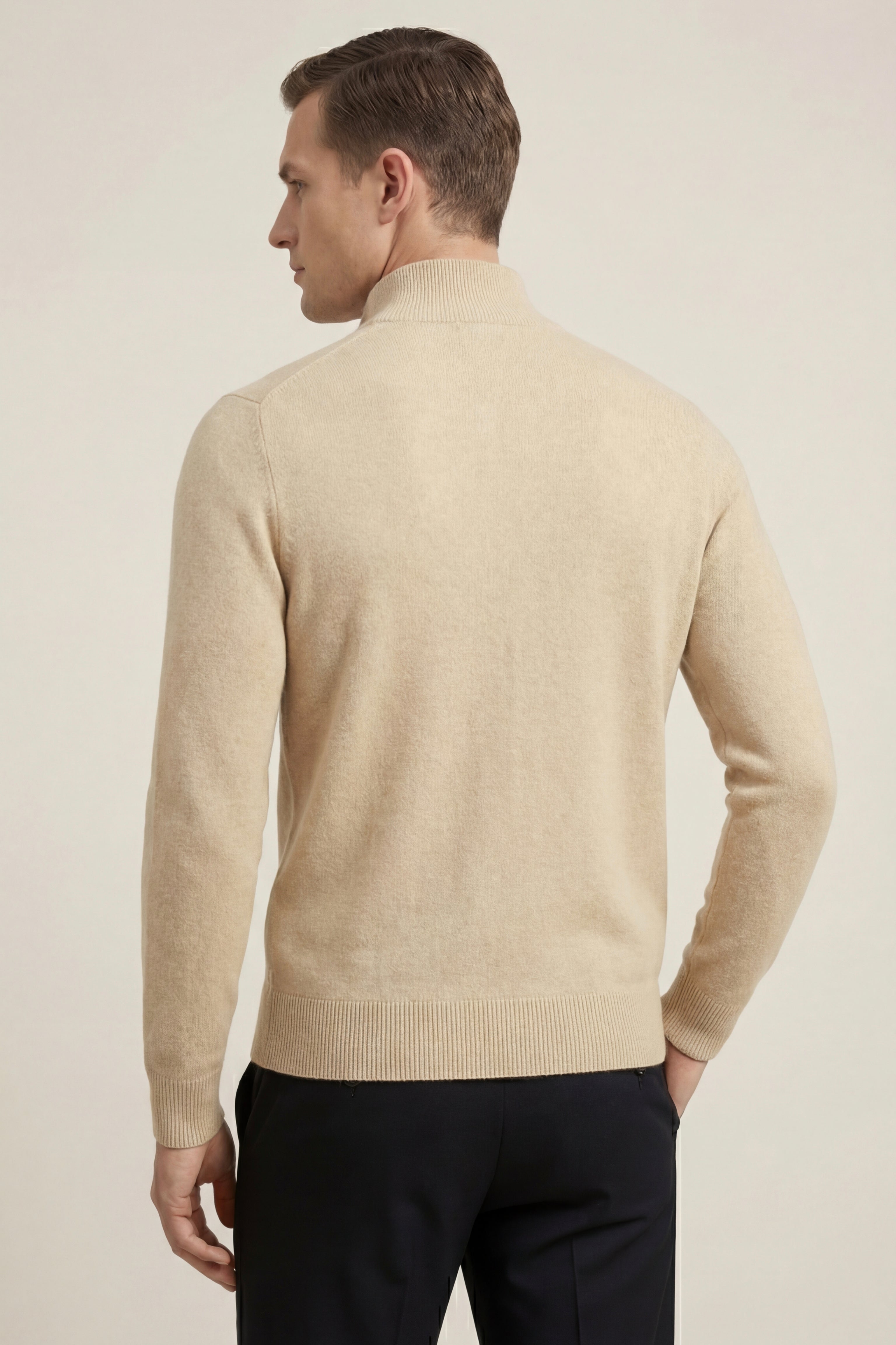 Marciello Reversible Cashmere Zip Knit Beige & Grey