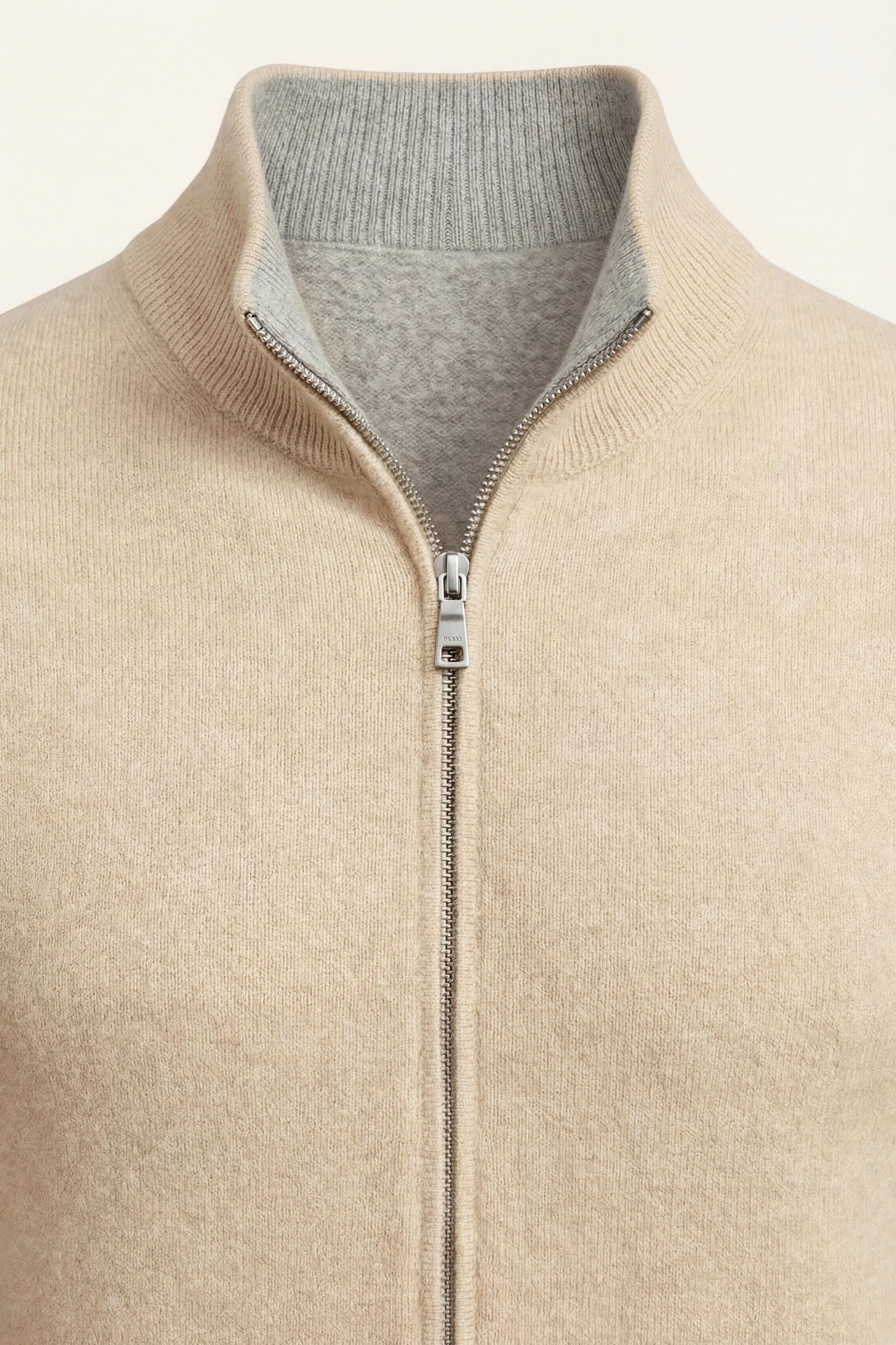 Marciello Reversible Cashmere Zip Knit Beige & Grey