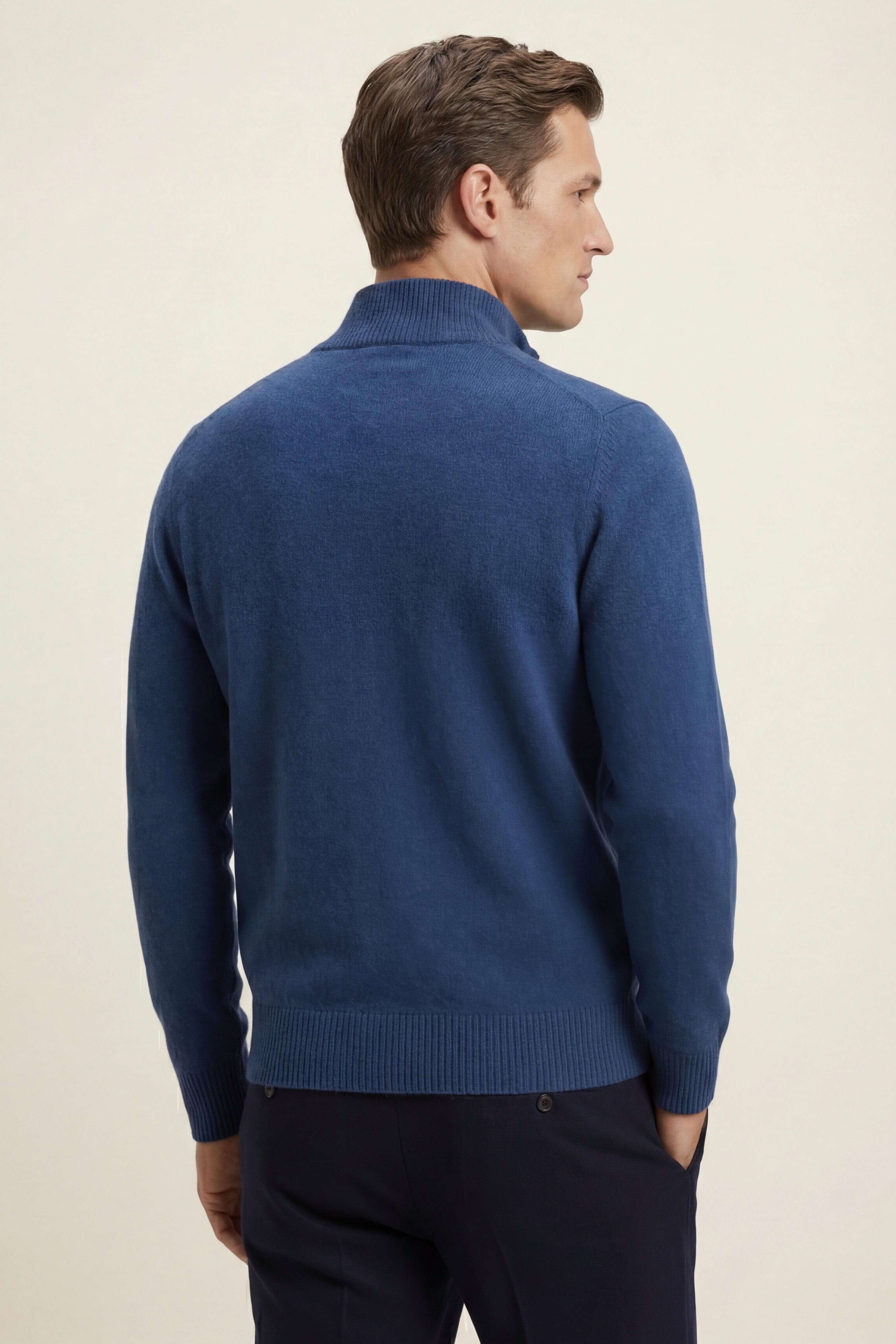 Marciello Reversible Cashmere Zip Knit Navy & Grey
