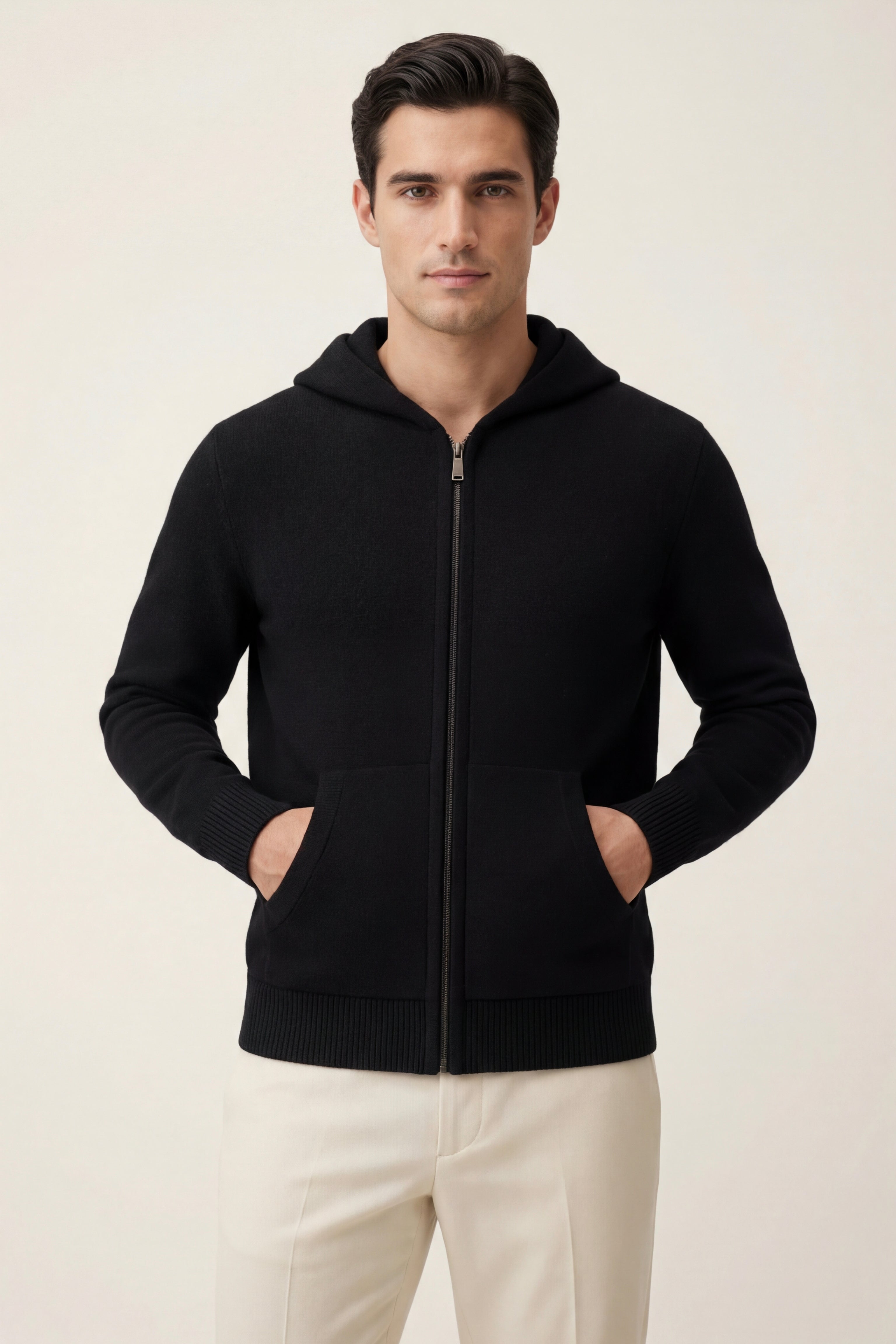 Tavole Hooded Zip Black