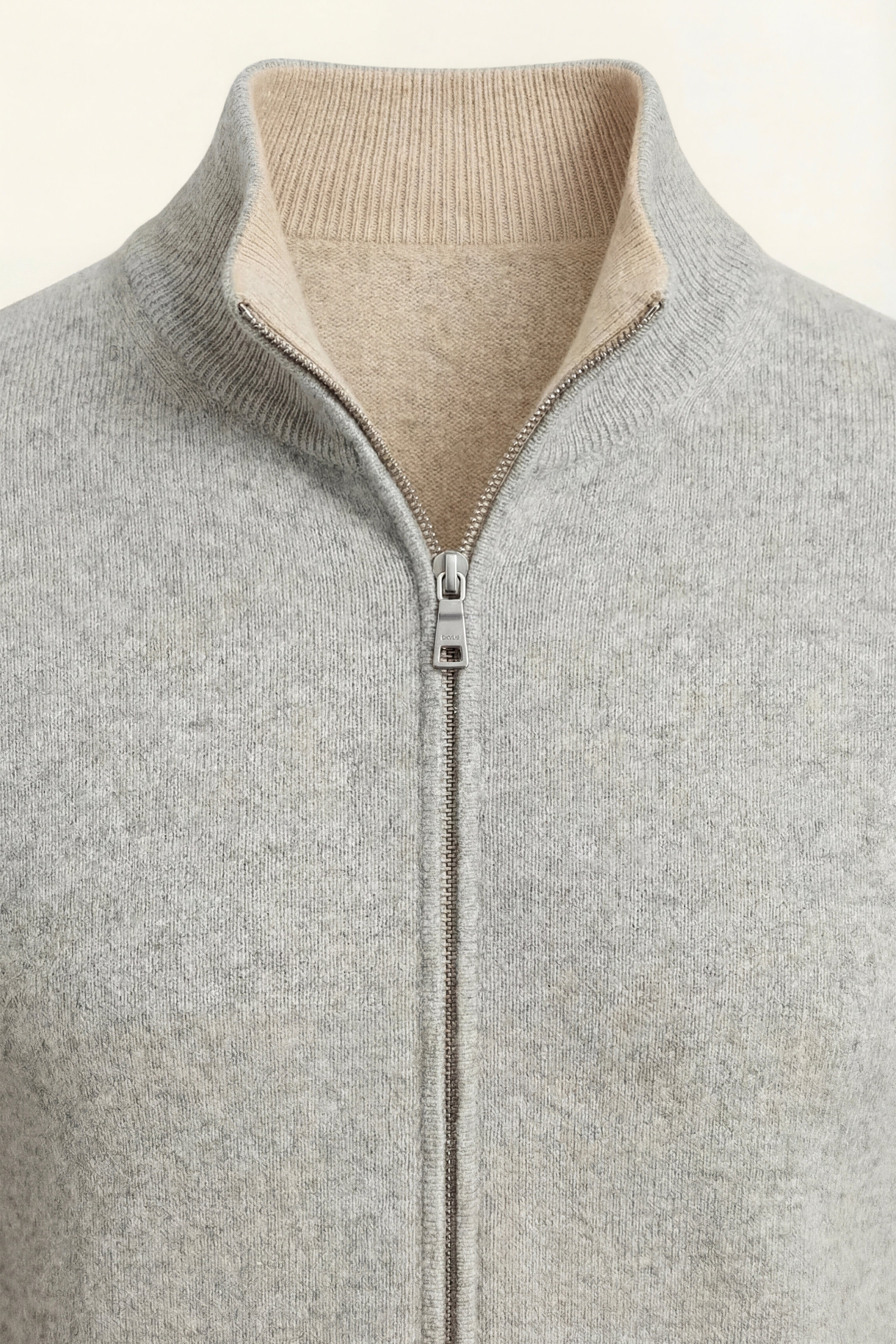 Marciello Reversible Cashmere Zip Knit Beige & Grey