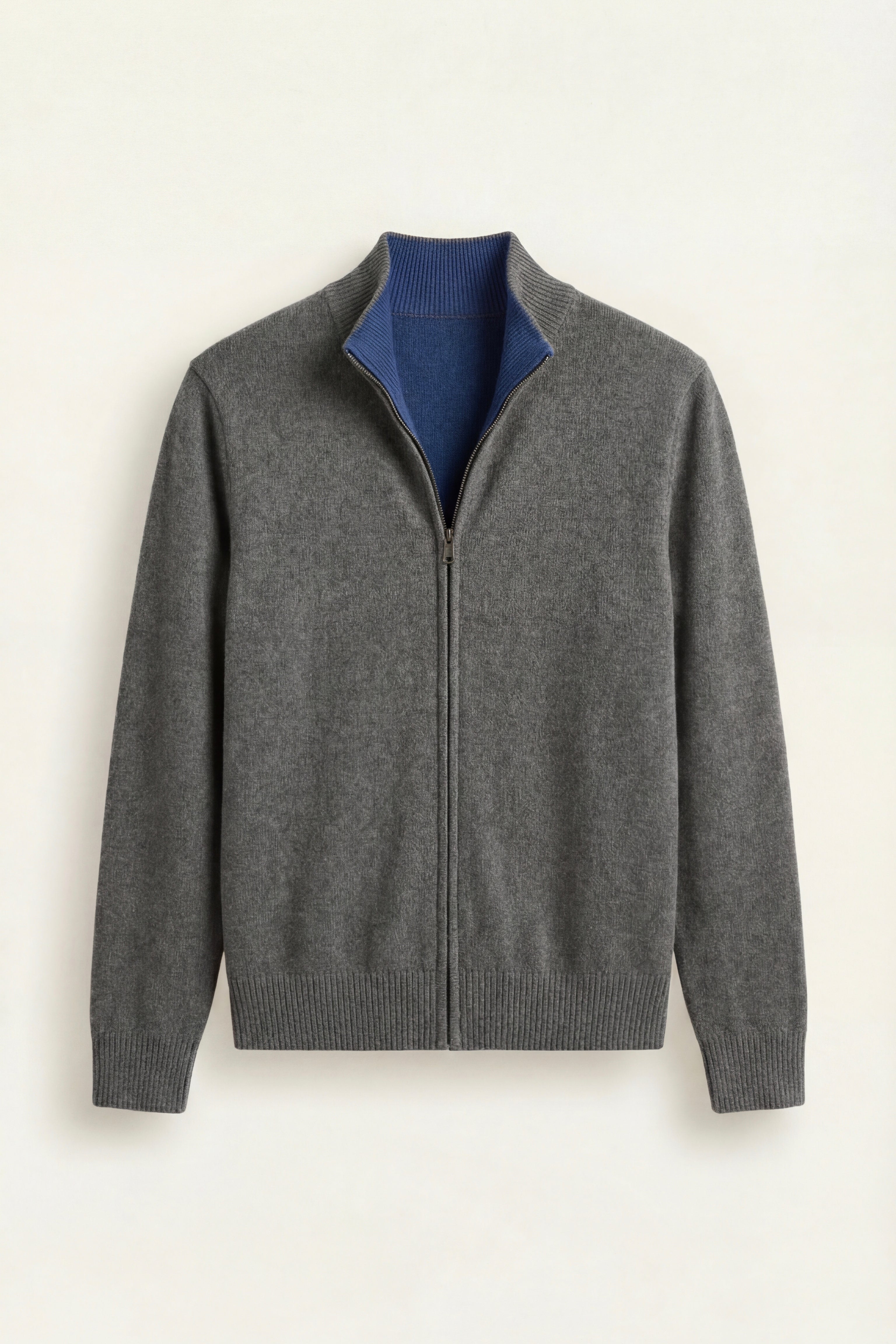 Marciello Reversible Cashmere Zip Knit Navy & Grey