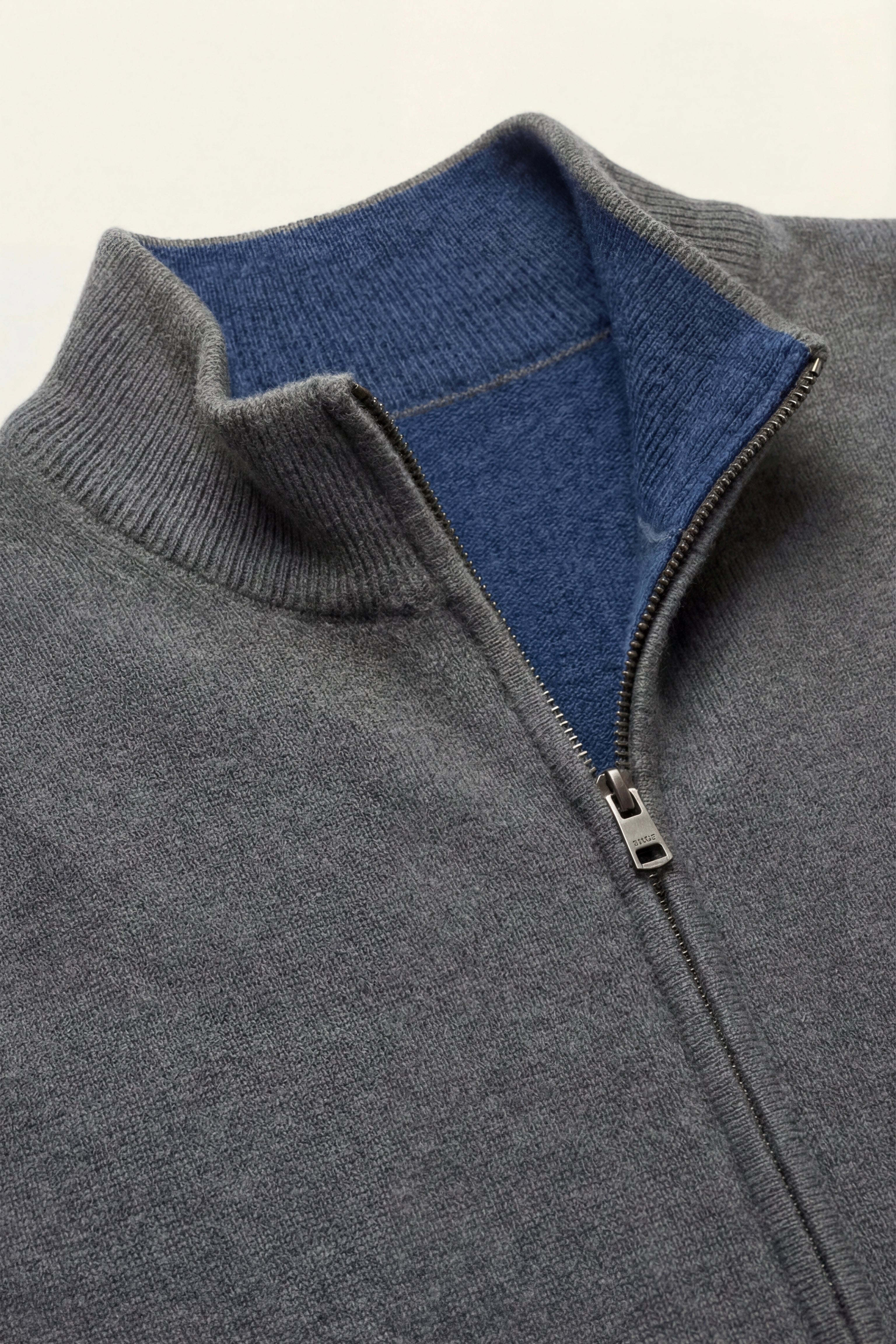 Marciello Reversible Cashmere Zip Knit Navy & Grey