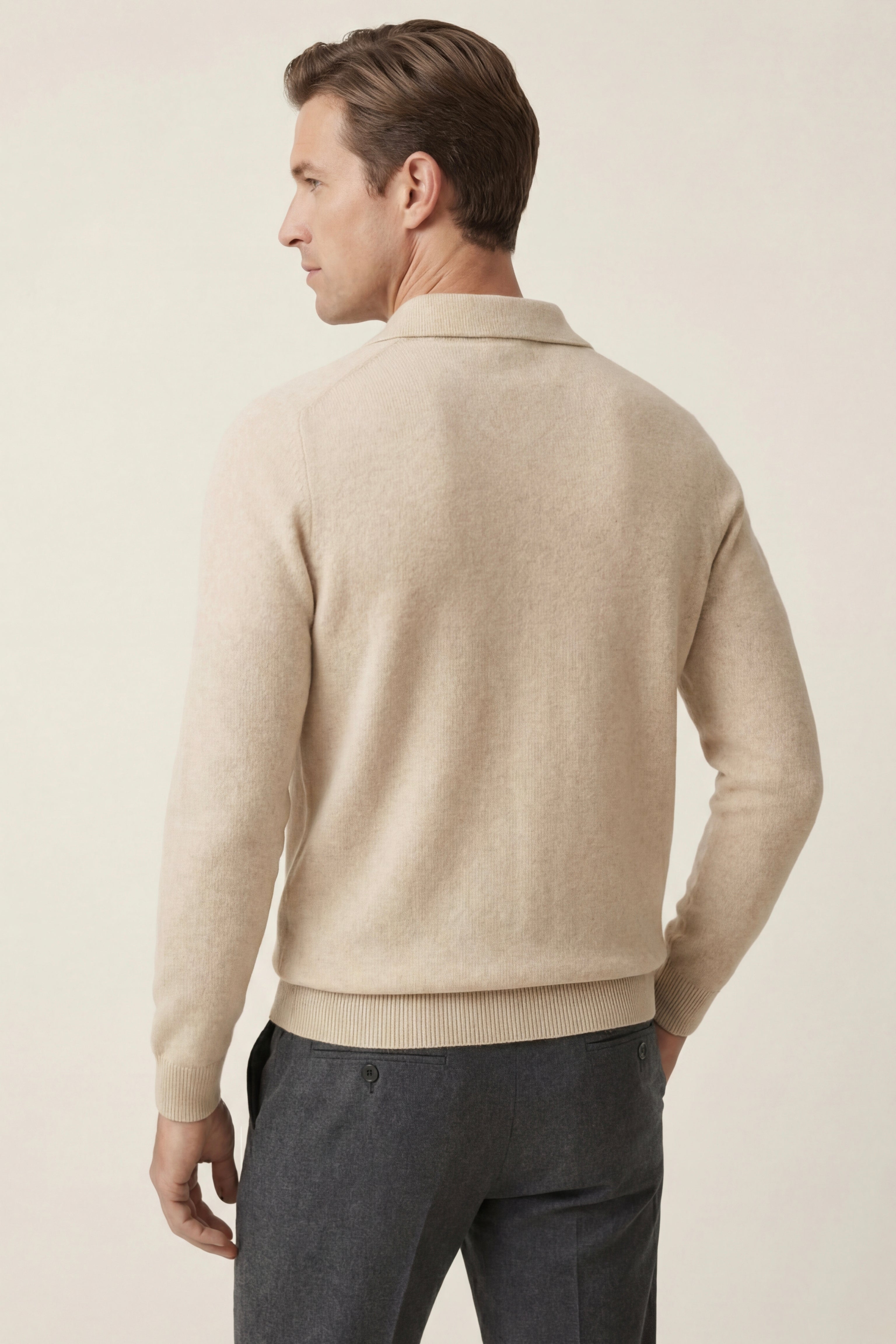 Marencio Cashmere Polo Knit Oatmeal