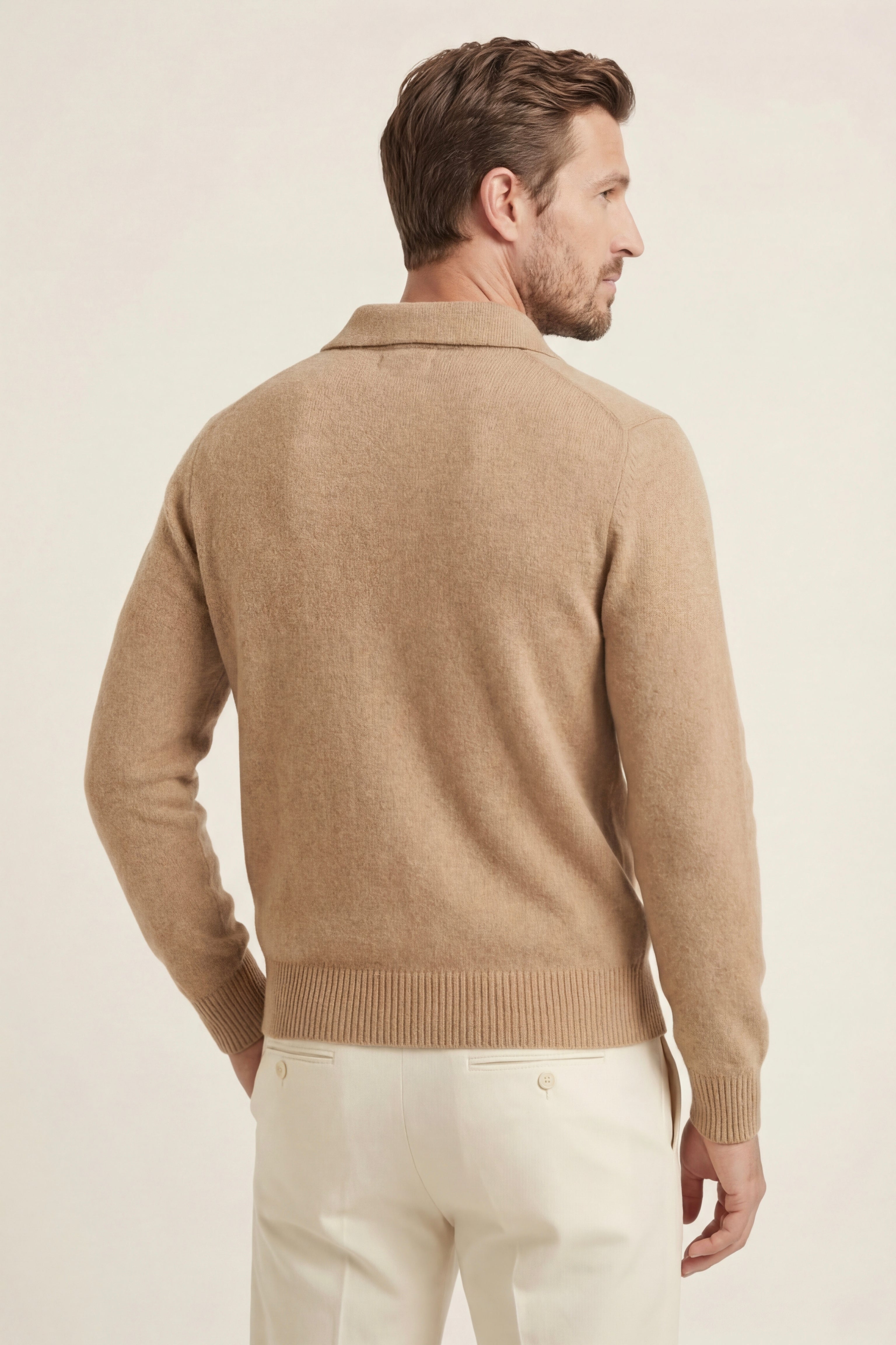 Marencio Cashmere Polo Knit Light Brown