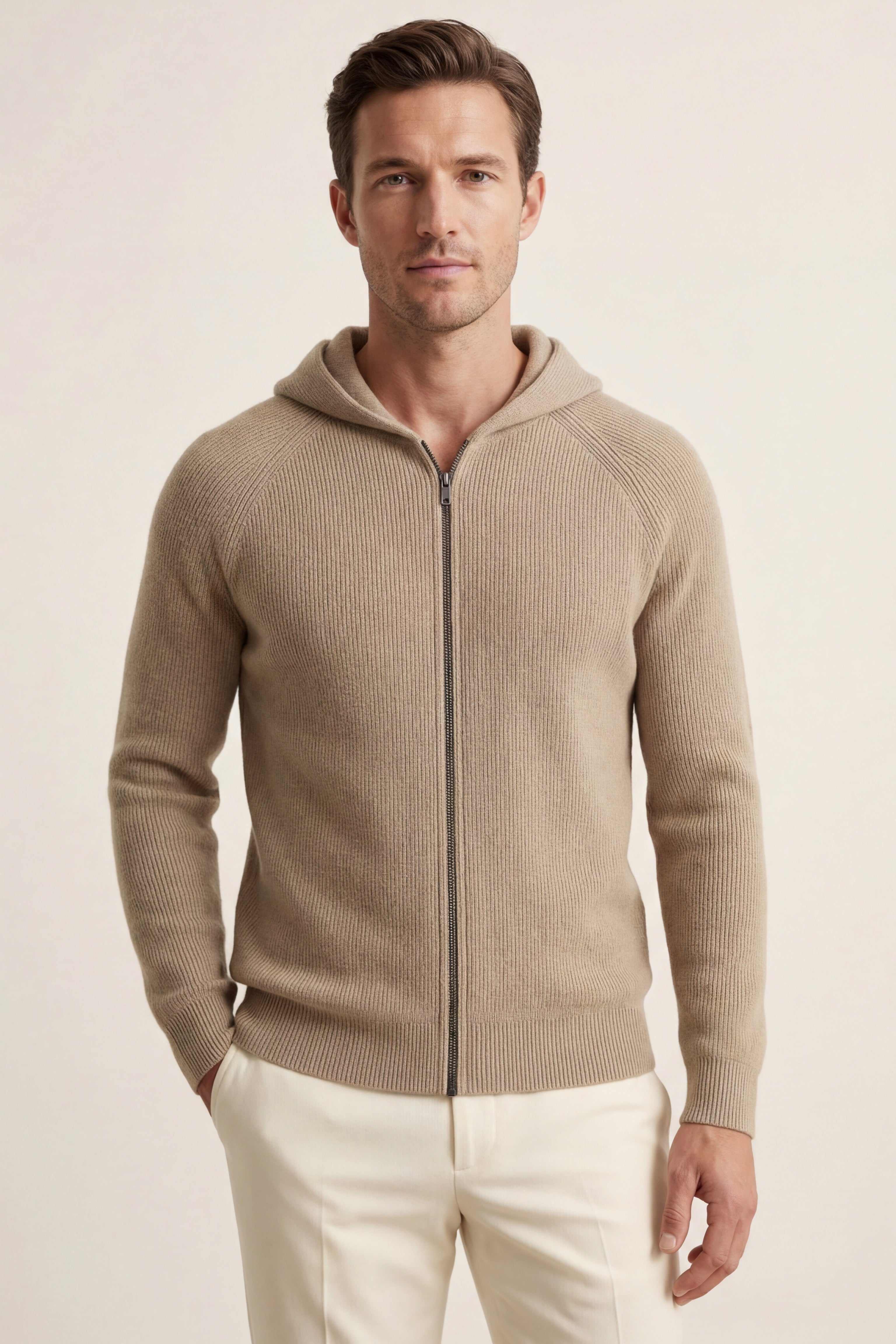 Amalfi Merino Hooded Sweater Taupe
