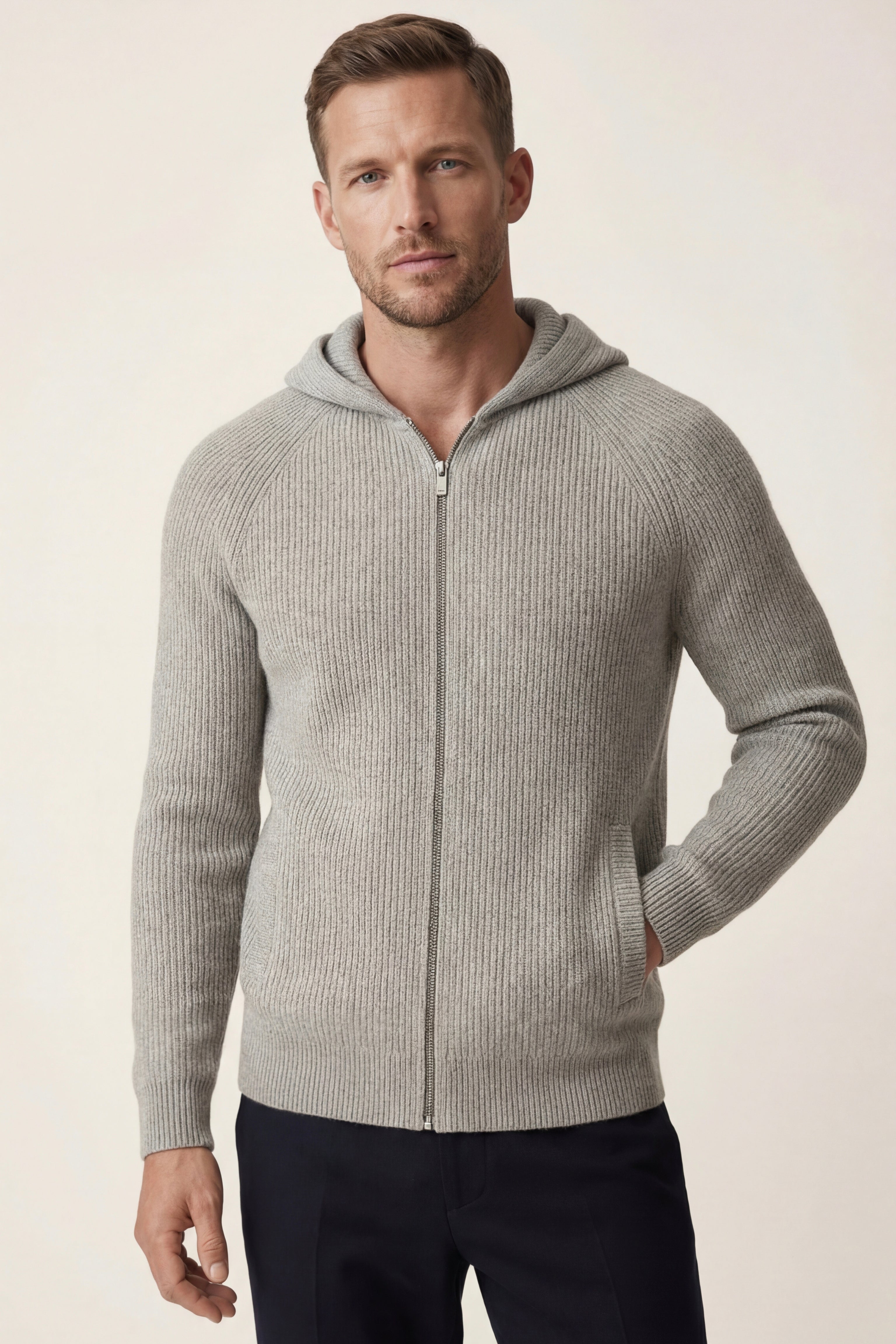 Amalfi Merino Hooded Sweater Grey