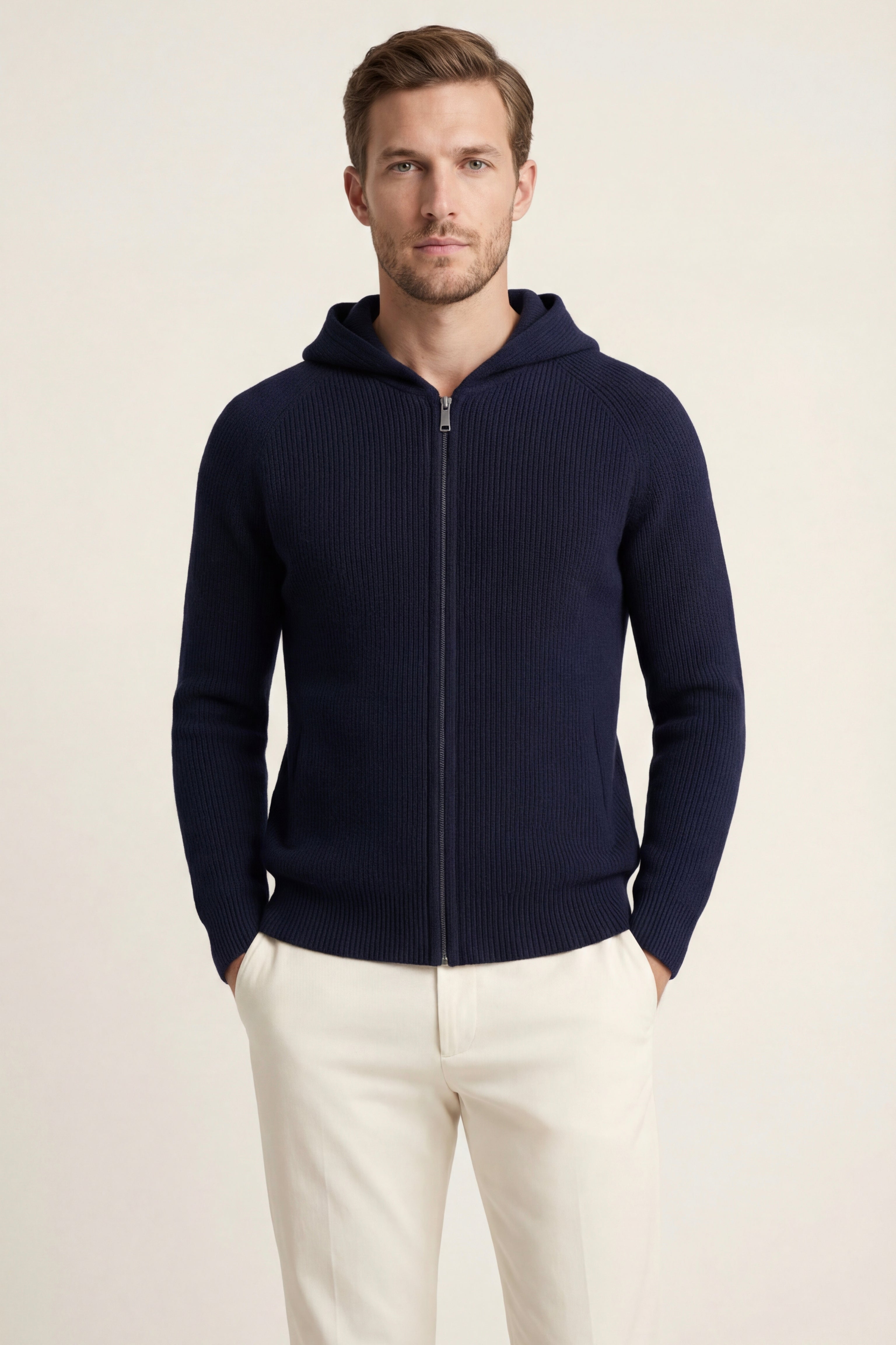 Amalfi Merino Hooded Sweater Navy