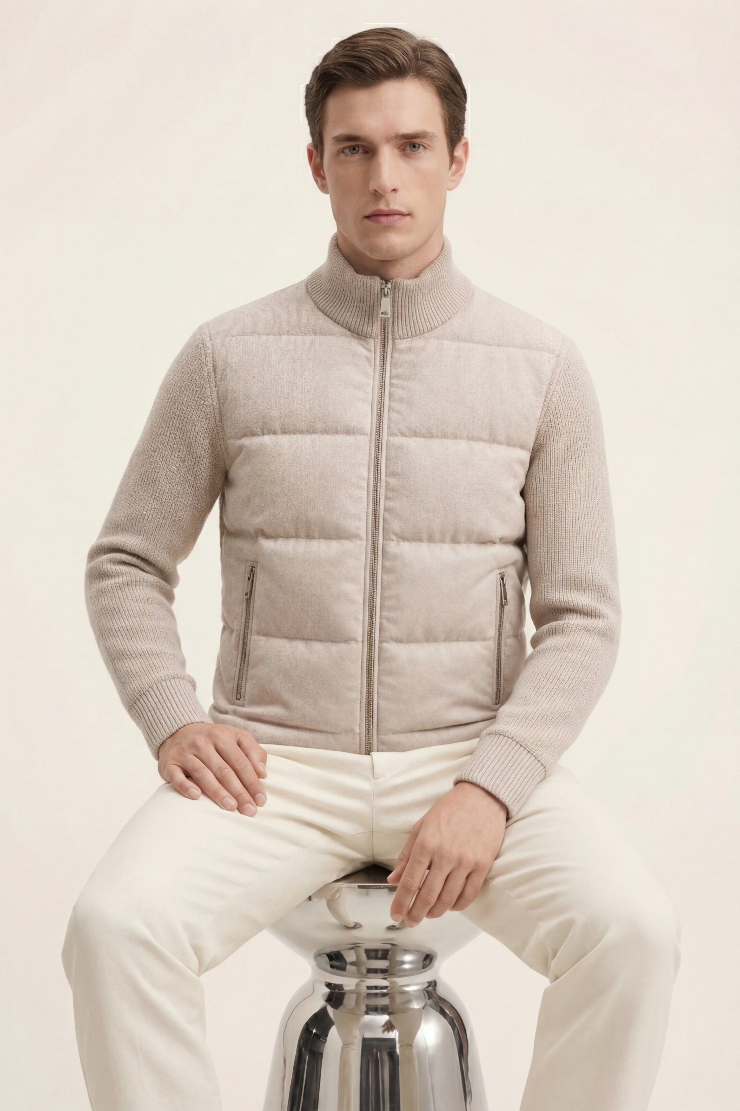 Enea Quilted Knit Jacket Ivory
