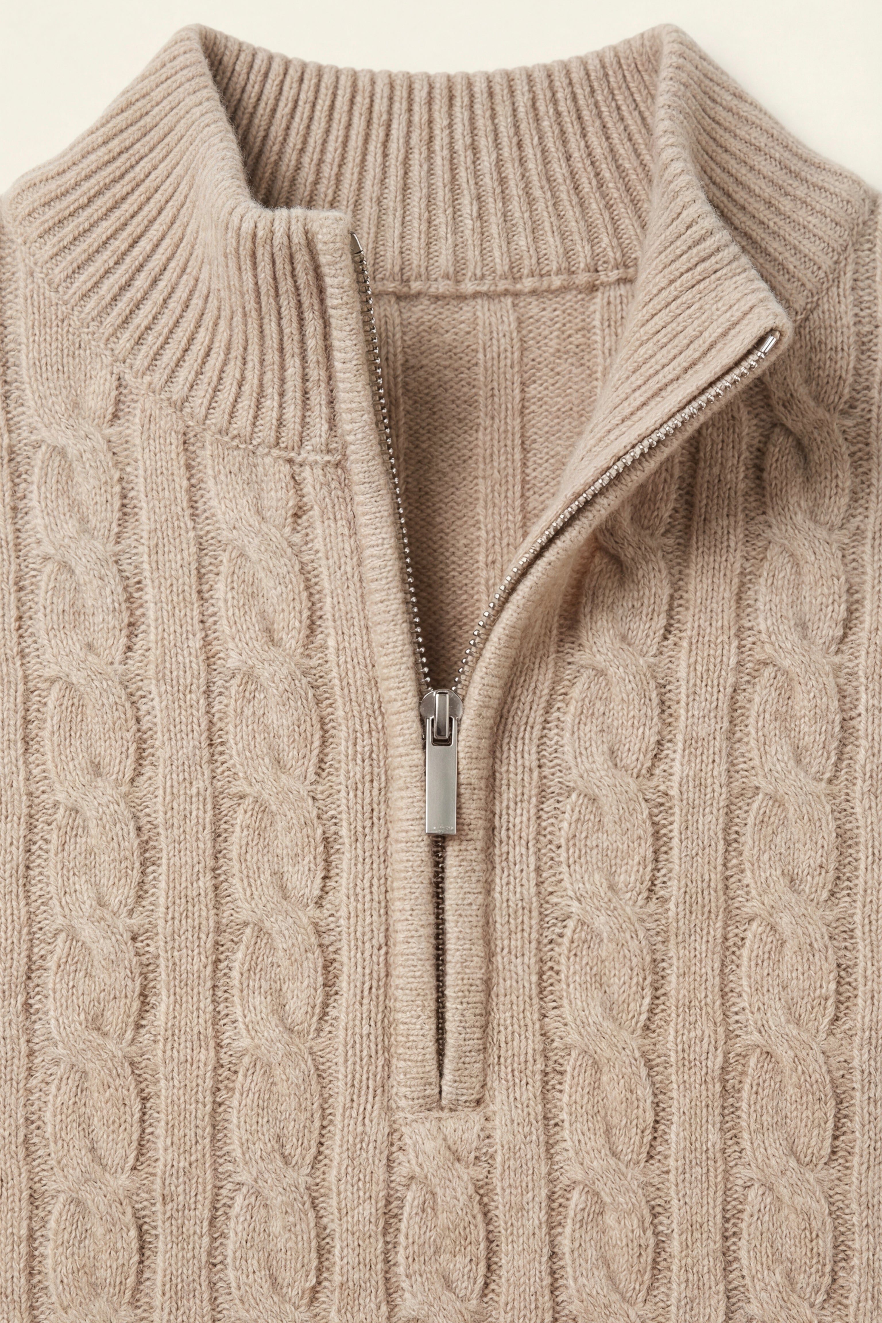 Lerano Cashmere Half-Zip Knit Beige