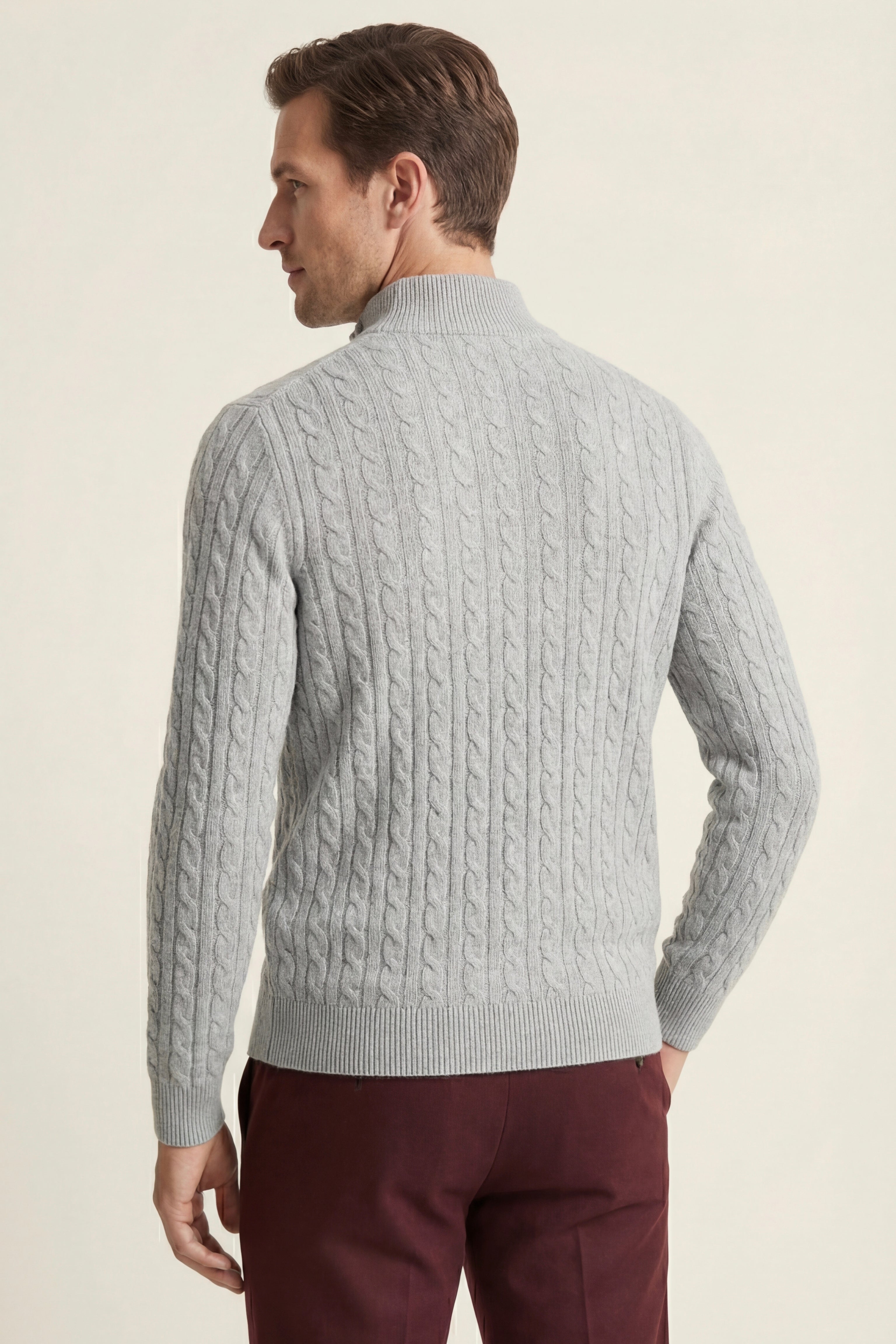 Lerano Cashmere Half-Zip Knit Grey
