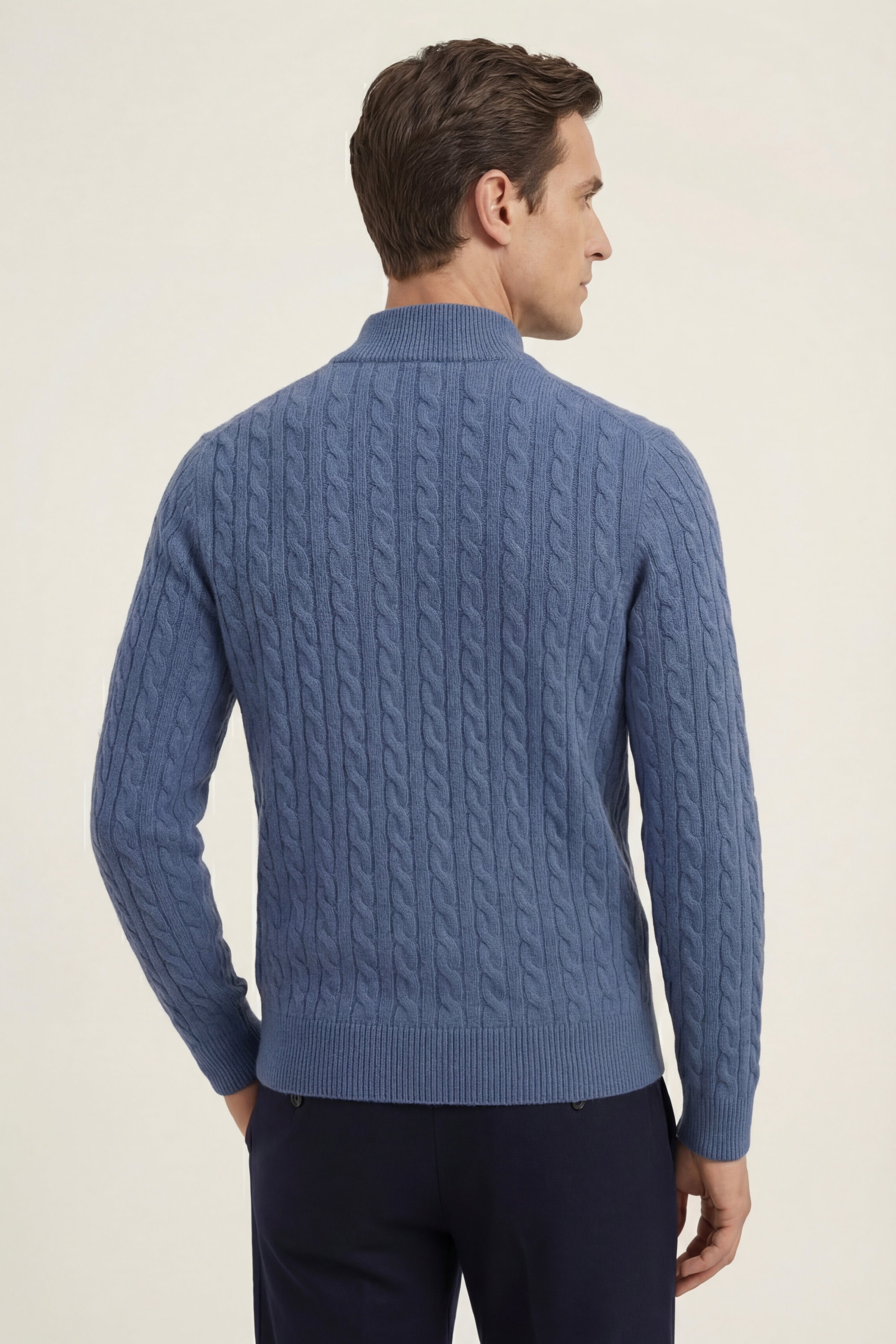 Lerano Cashmere Half-Zip Knit Blue
