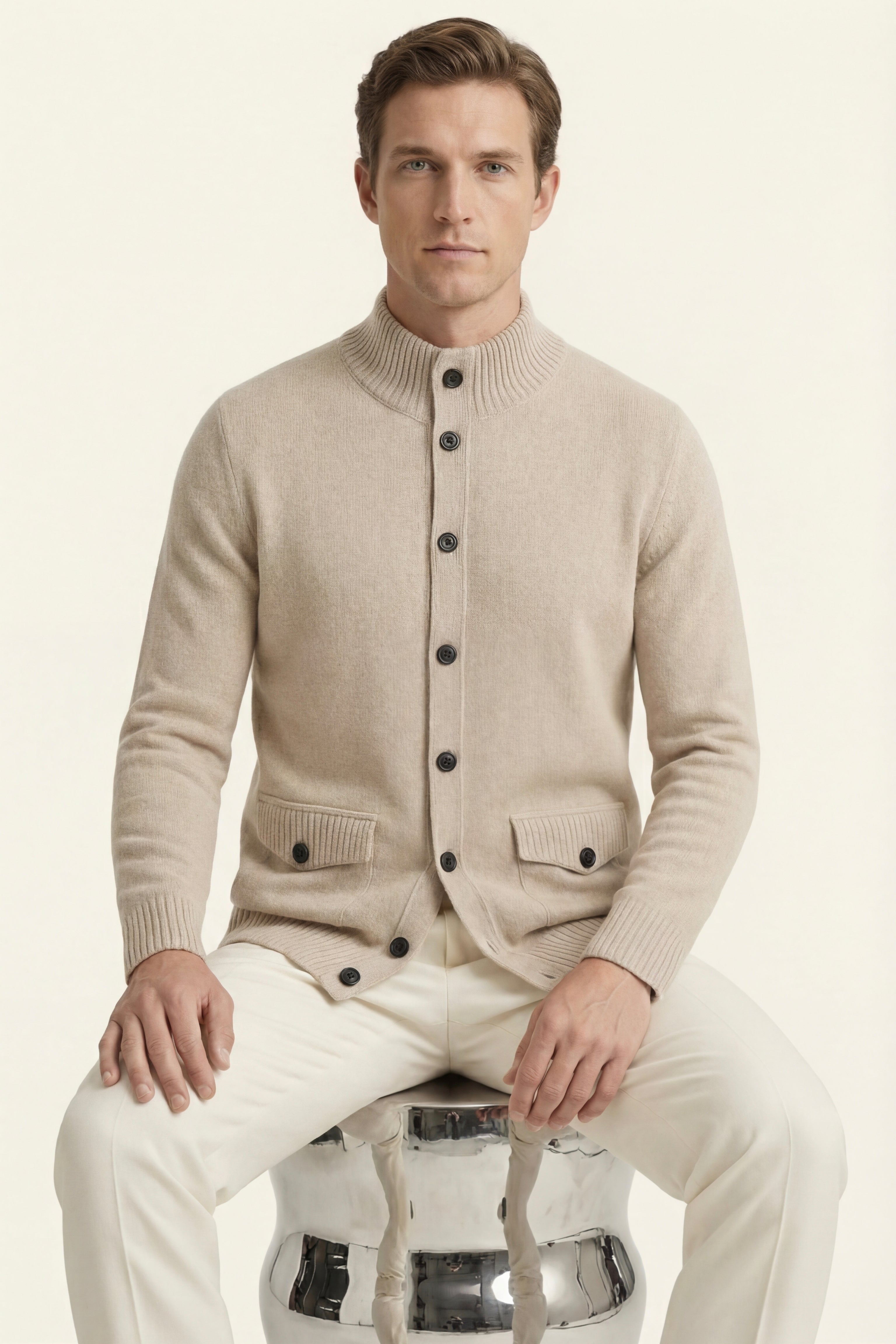 Giotto Cashmere Cardigan Sand