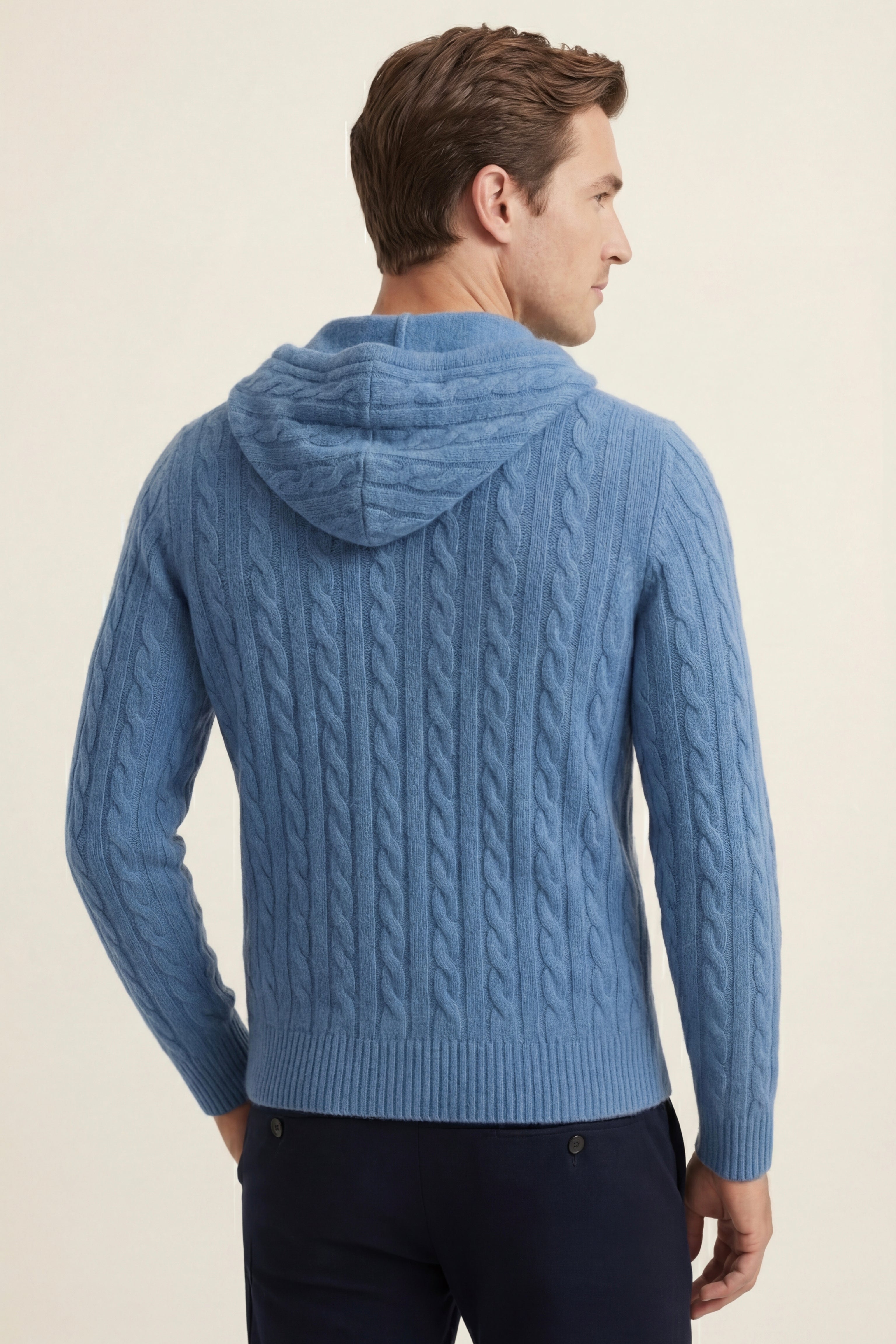 Talieri Hooded Cable Knit Blue