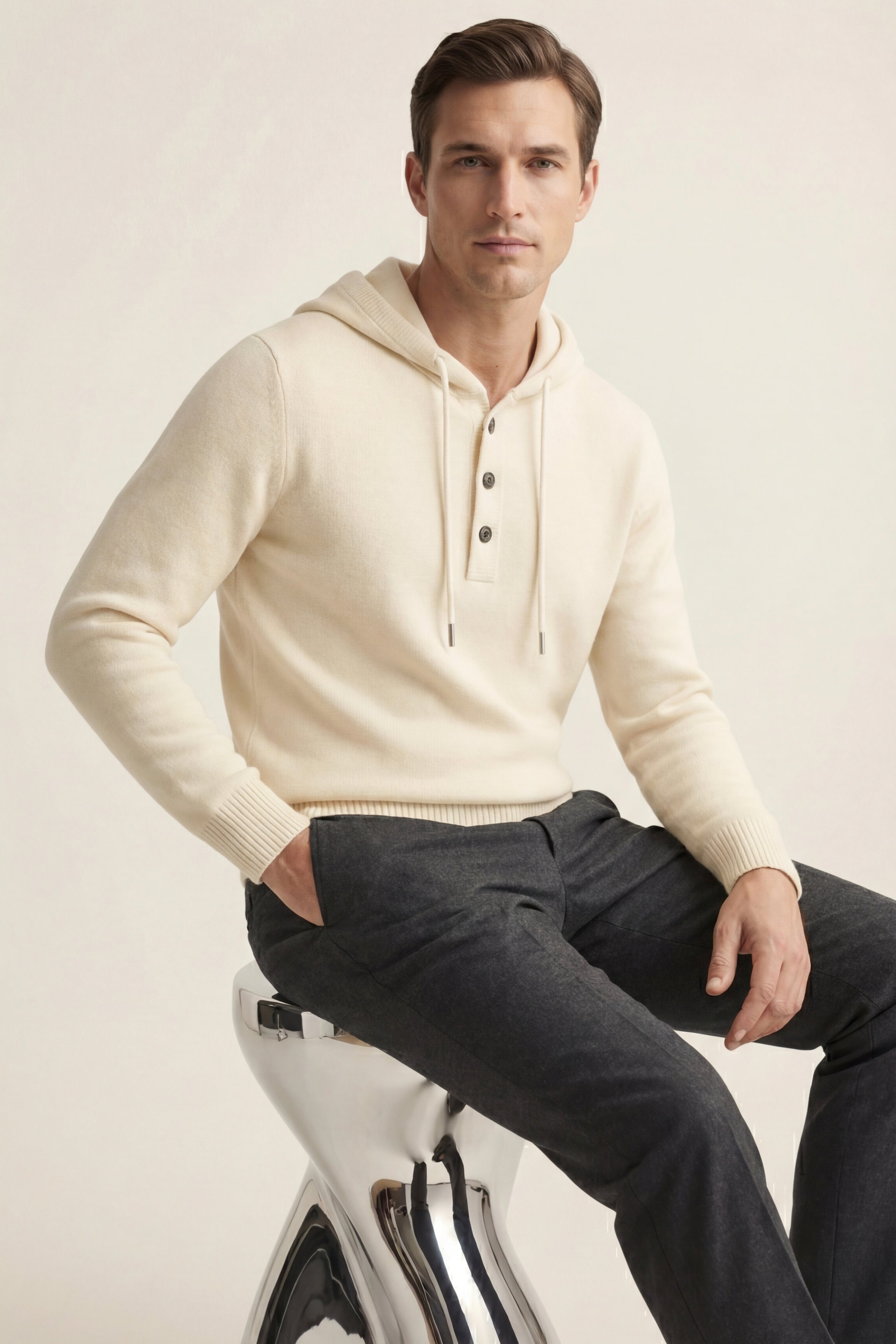 Taviano Hooded Knit Cream