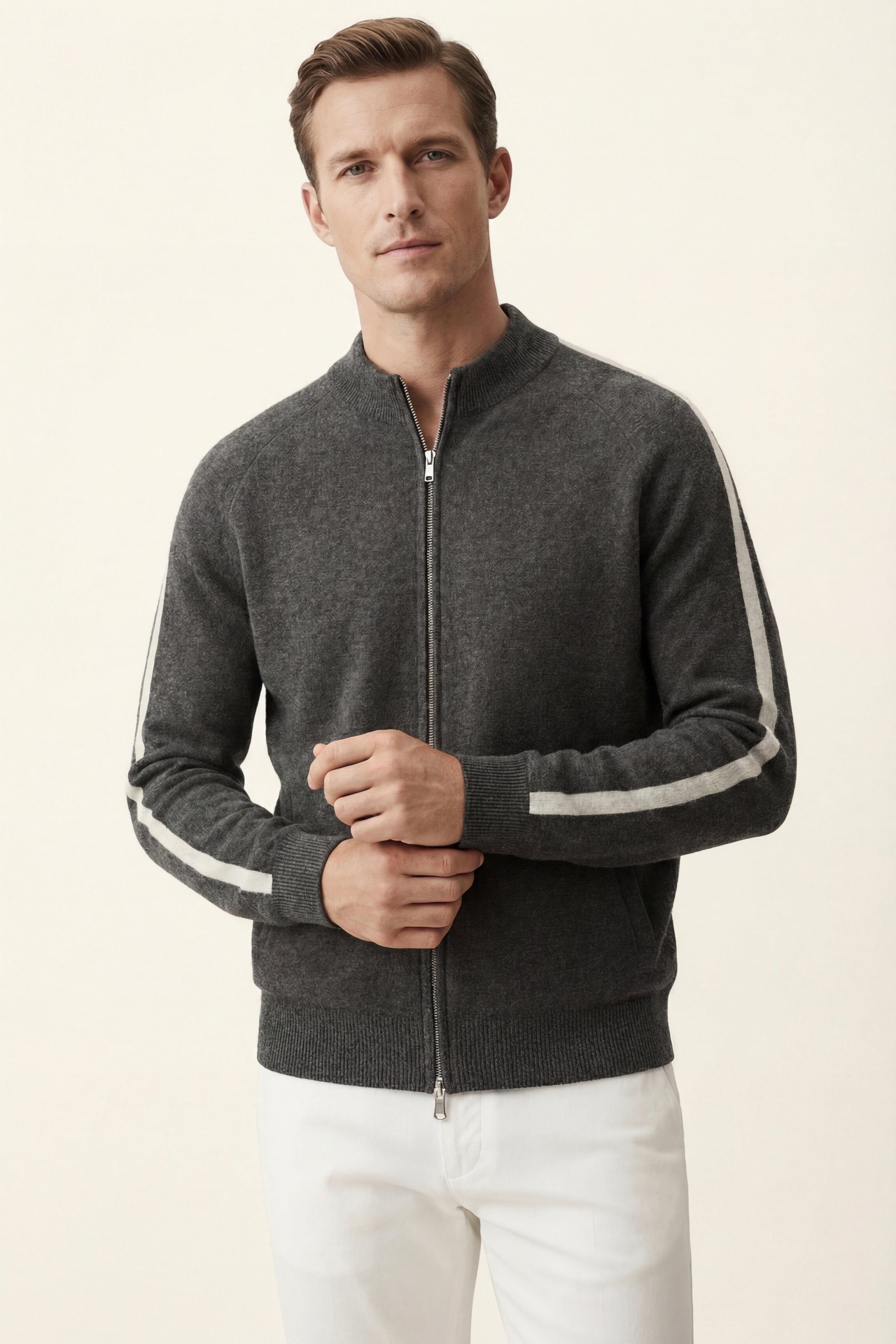 Lorenti Cashmere Zip Knit Dark Grey