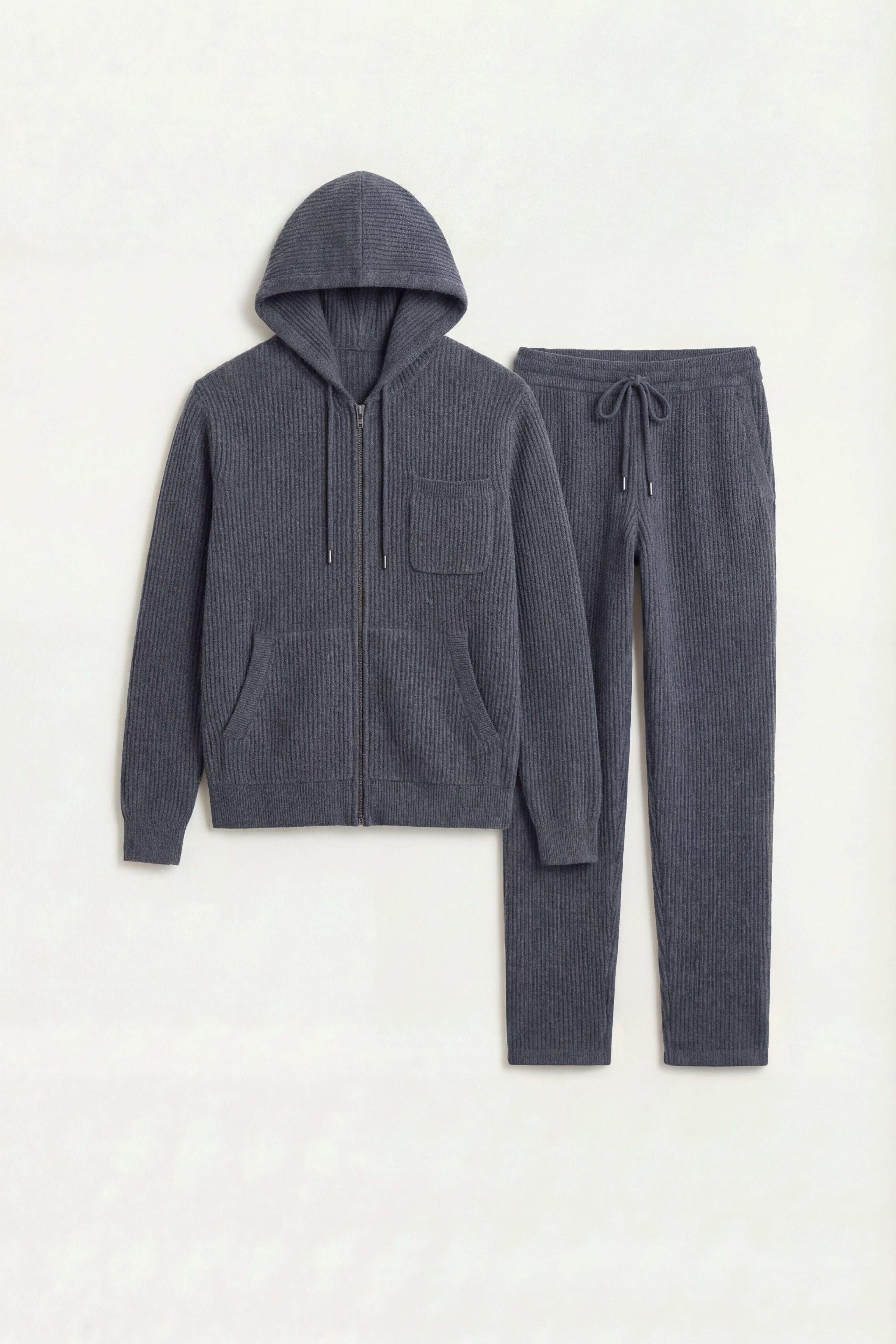 Elviro Cashmere Hooded Zip Set Blue