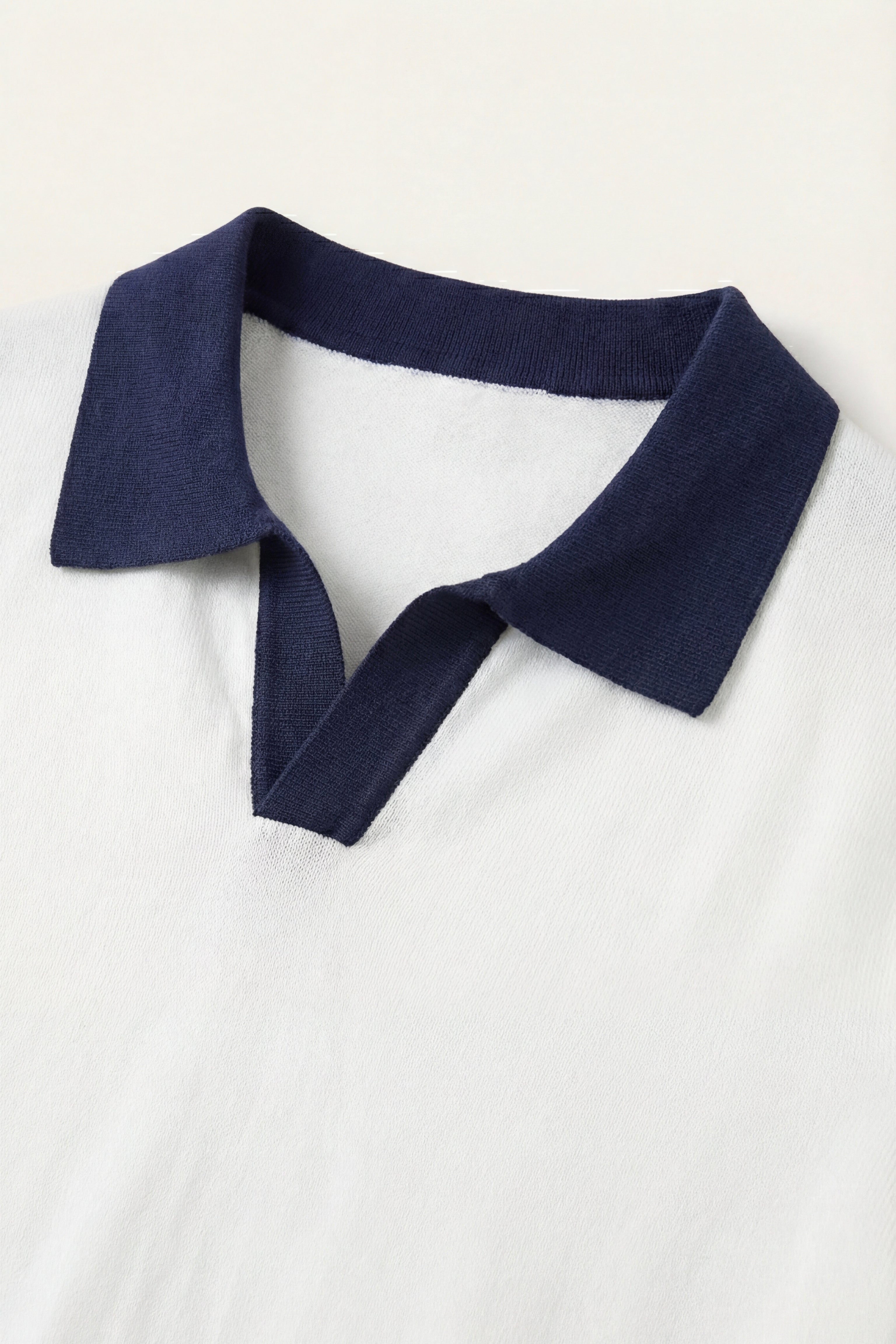 Asti Lapel Knit Polo White