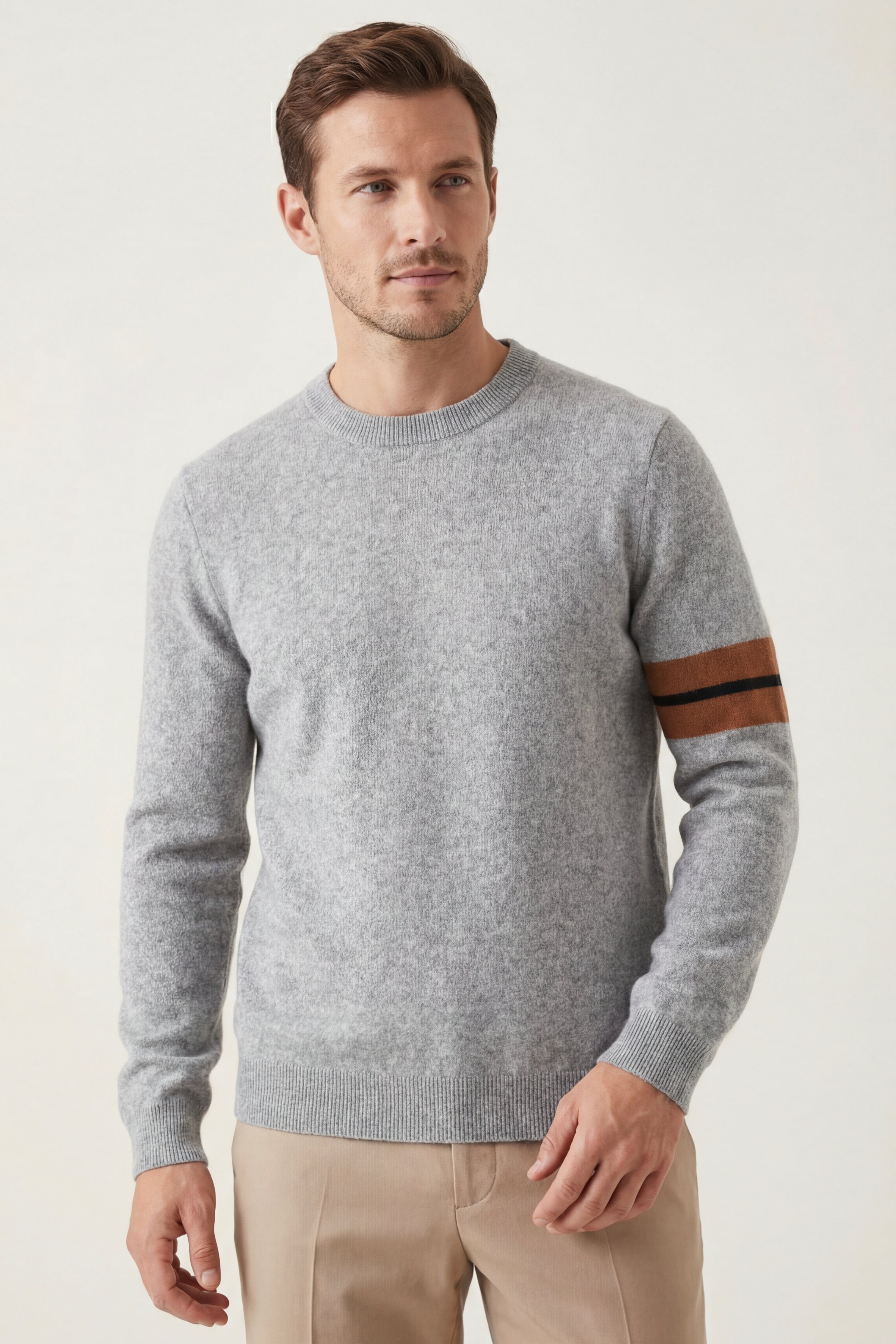 Valeno Cashmere Crewneck Sweater Light Grey