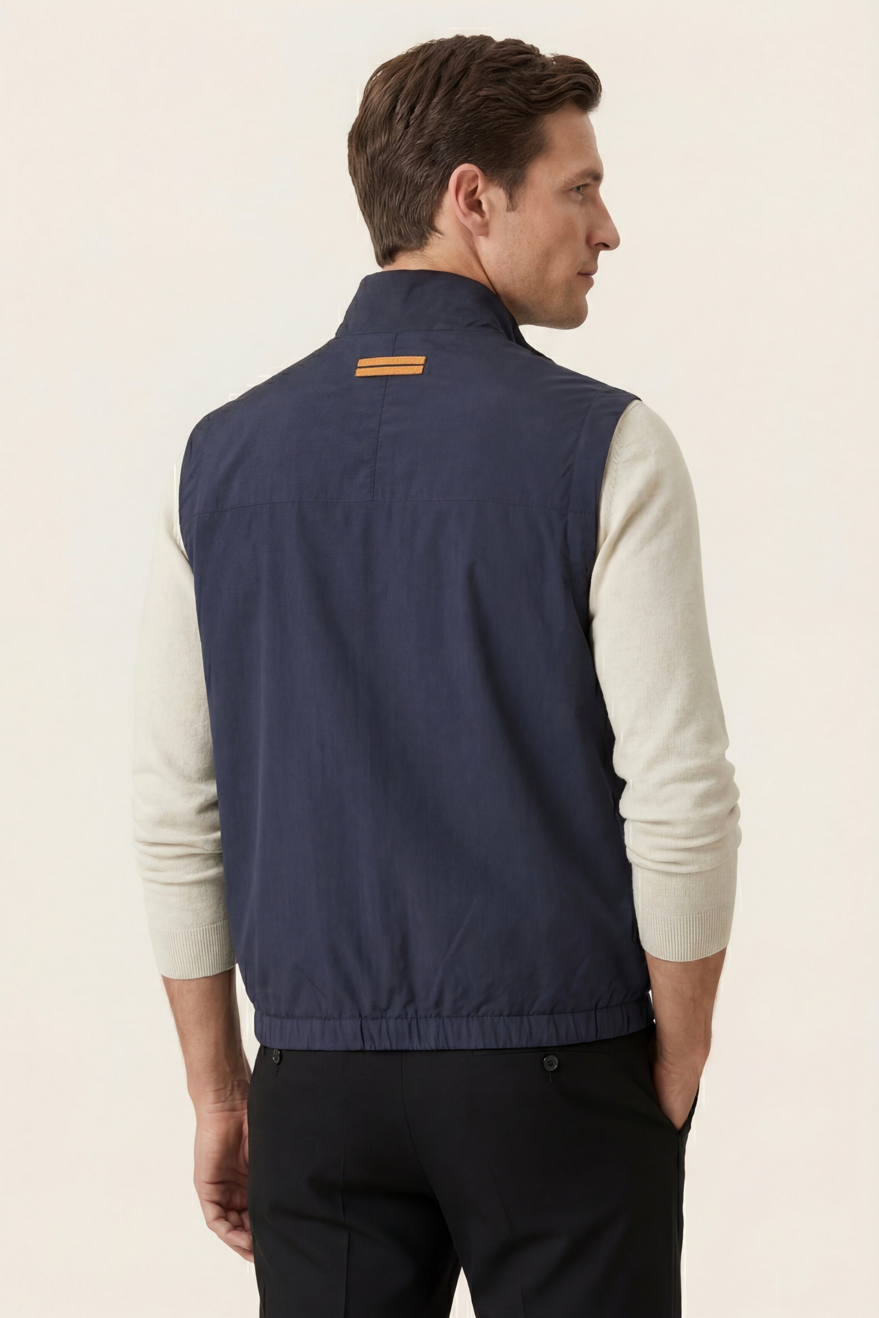 Valeno Stand-Collar Zip Vest Navy Blue