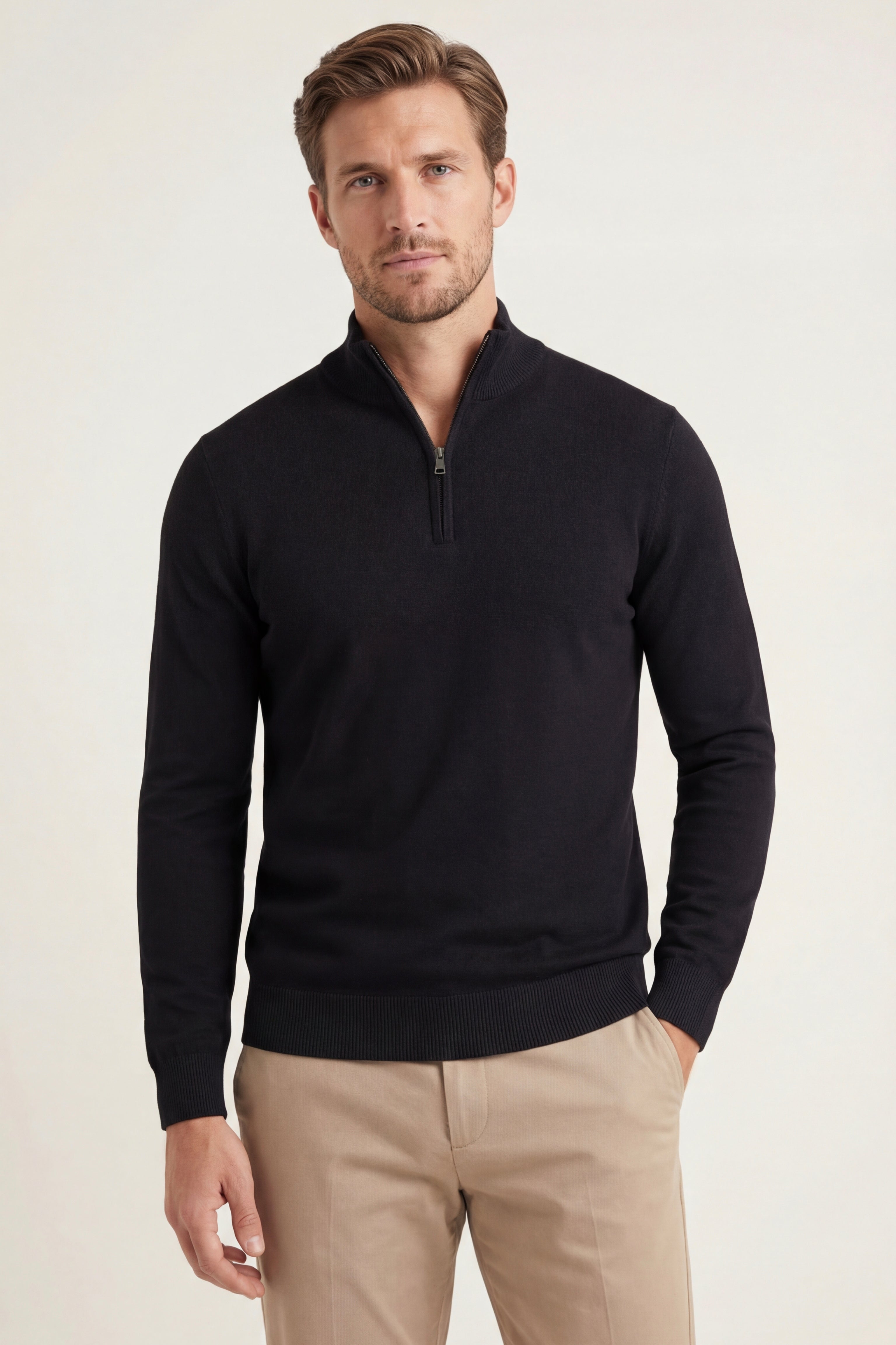 Arlino Quarter Zip Knit Black