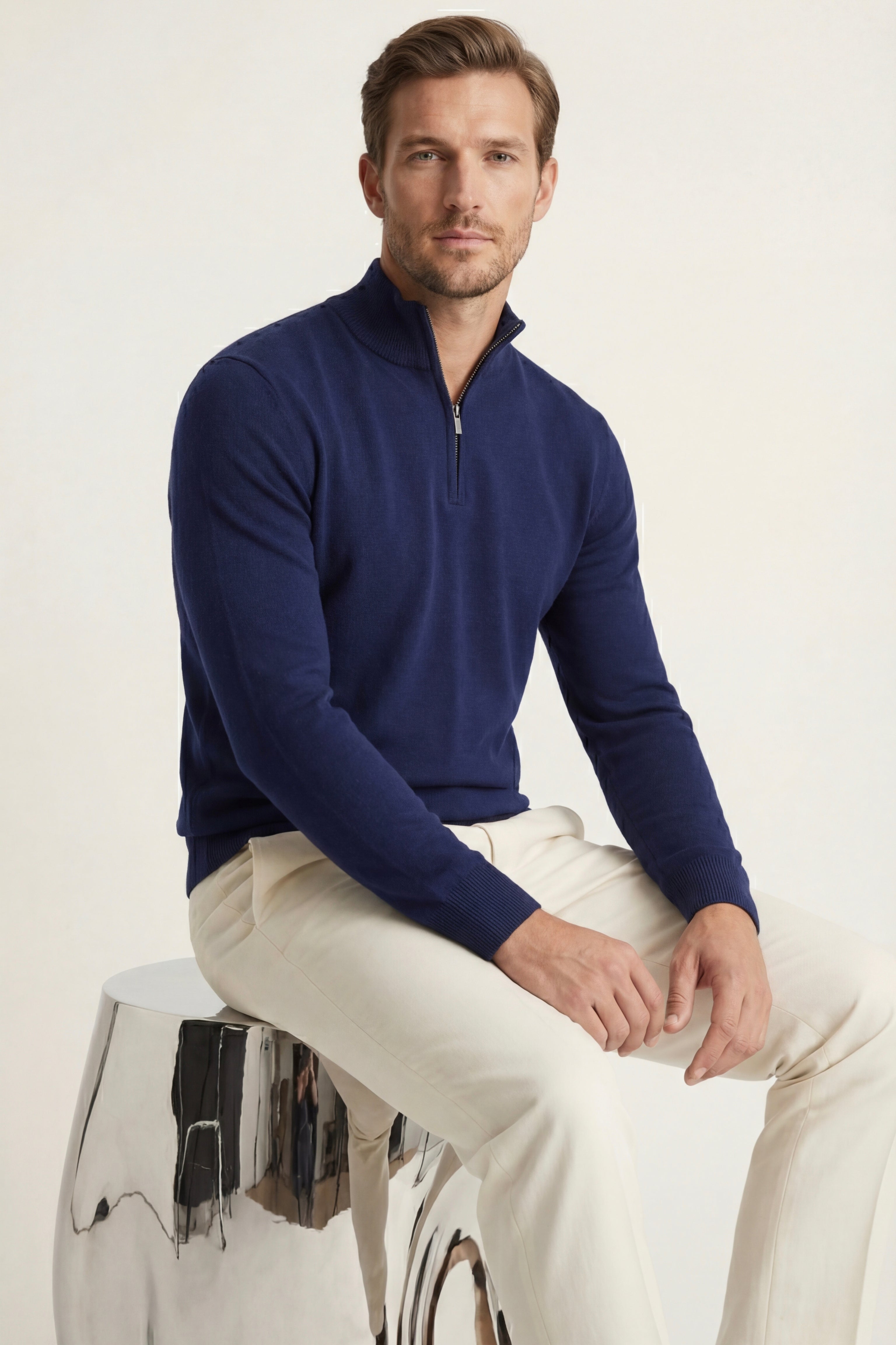 Arlino Quarter Zip Knit Navy