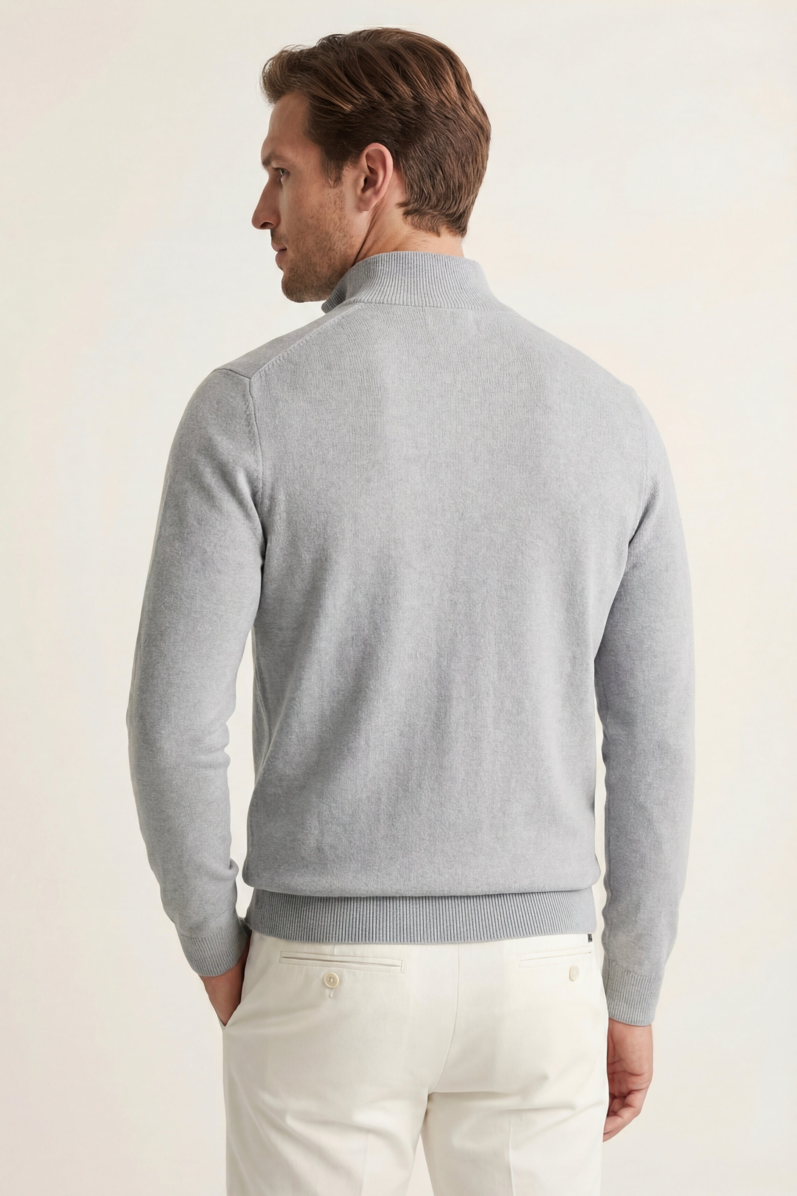Arlino Quarter Zip Knit Light Grey