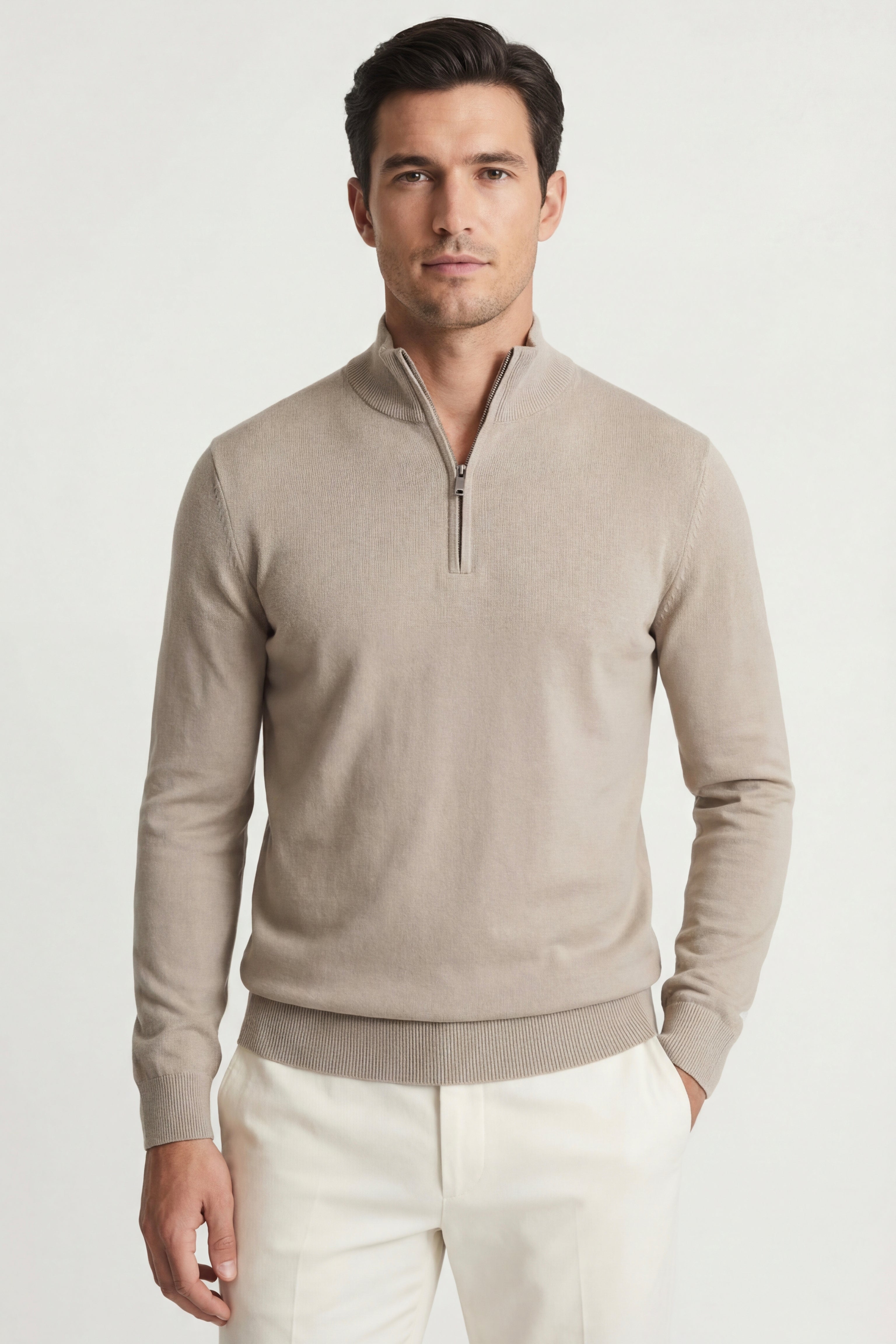 Arlino Quarter Zip Knit Beige