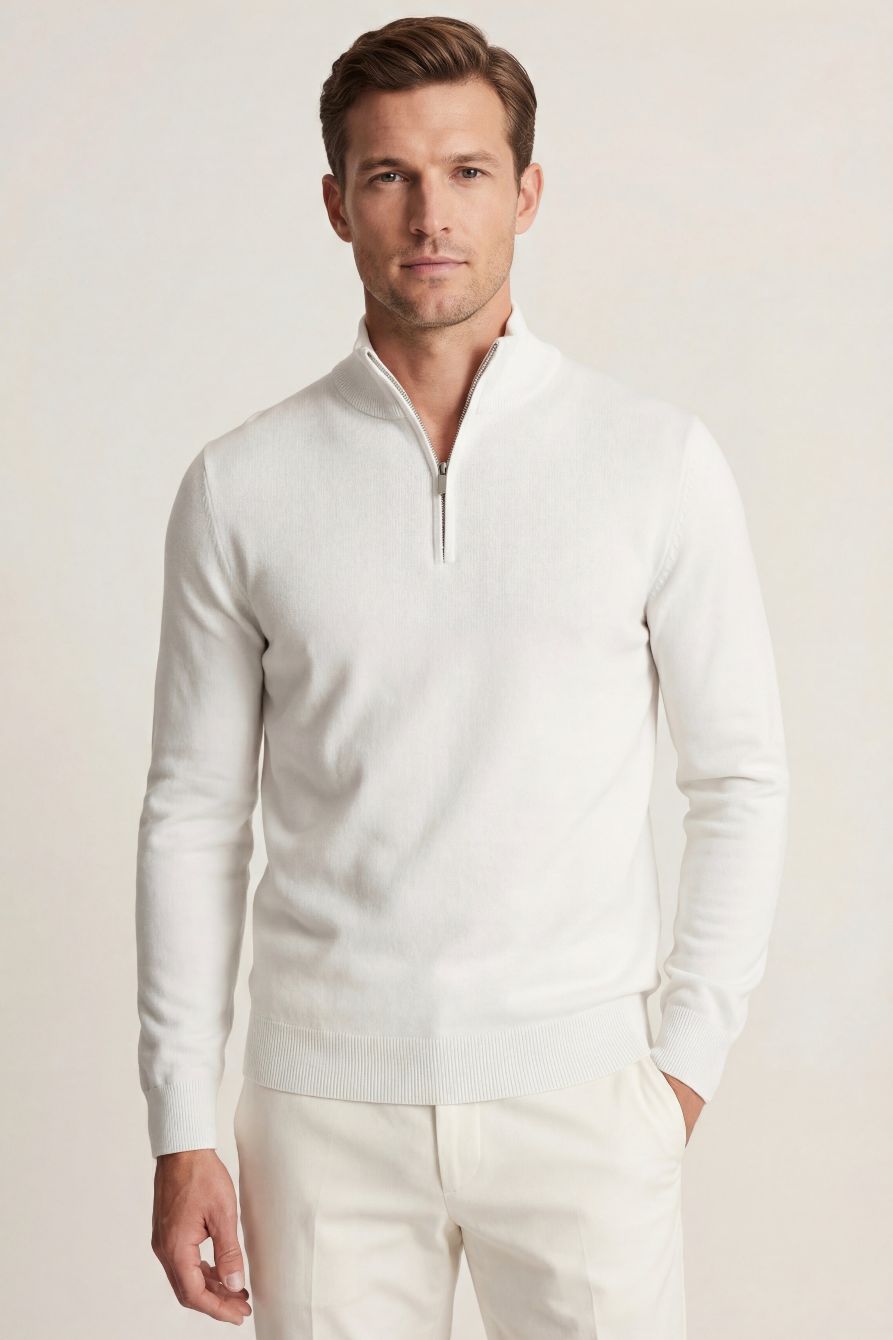 Arlino Quarter Zip Knit White