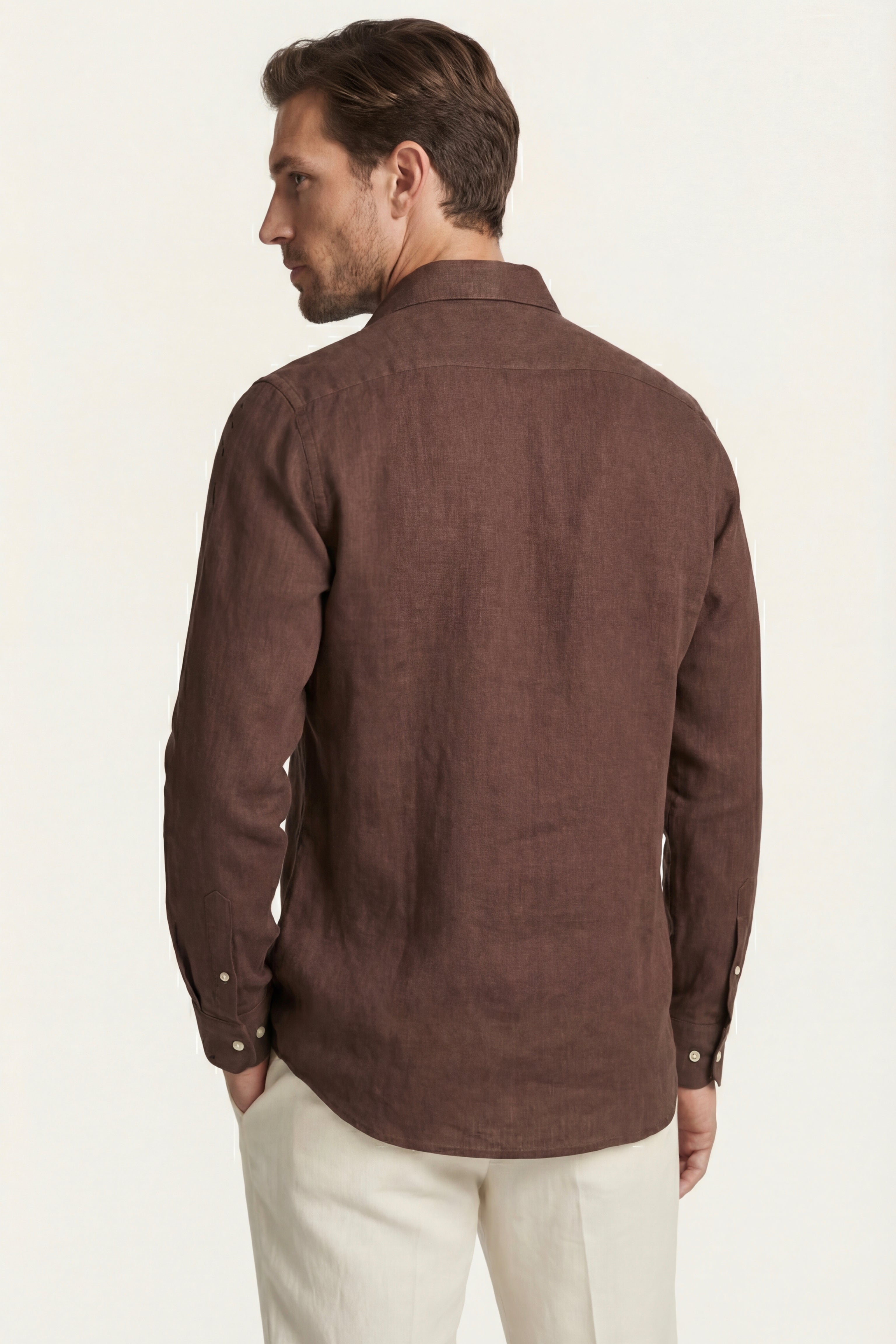 Silano Linen Shirt Dark Brown