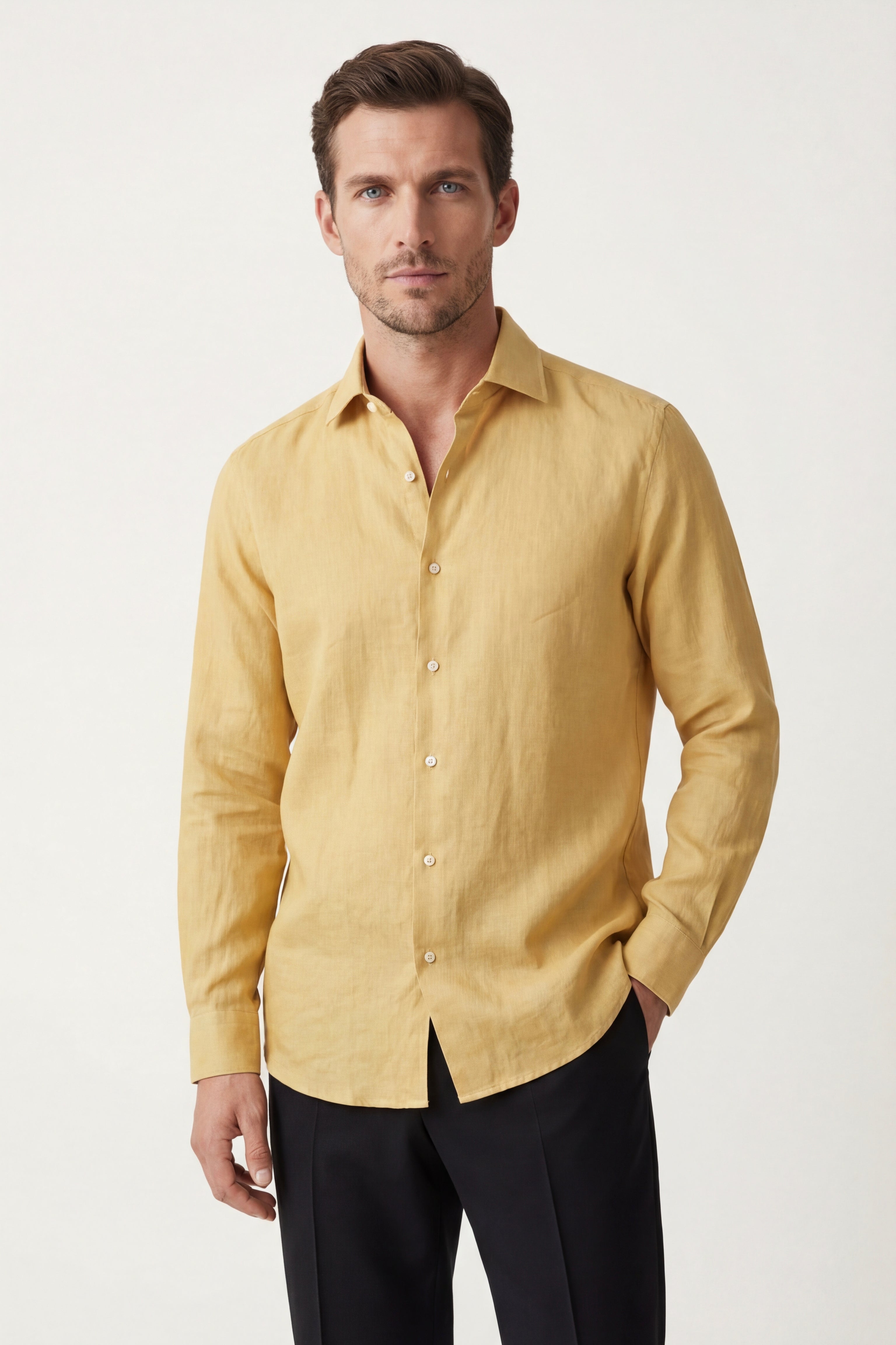 Silano Linen Shirt Yellow