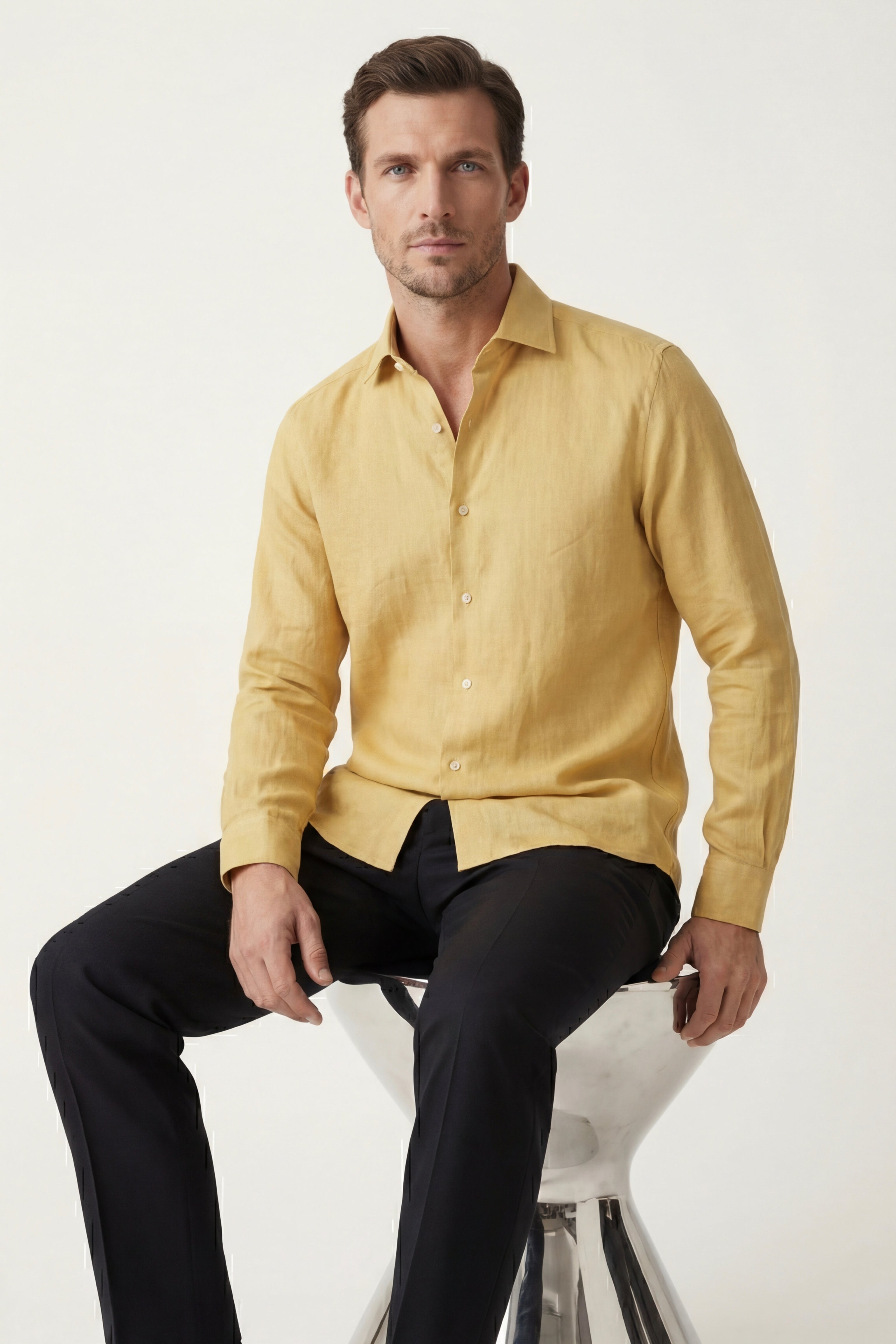 Silano Linen Shirt Yellow