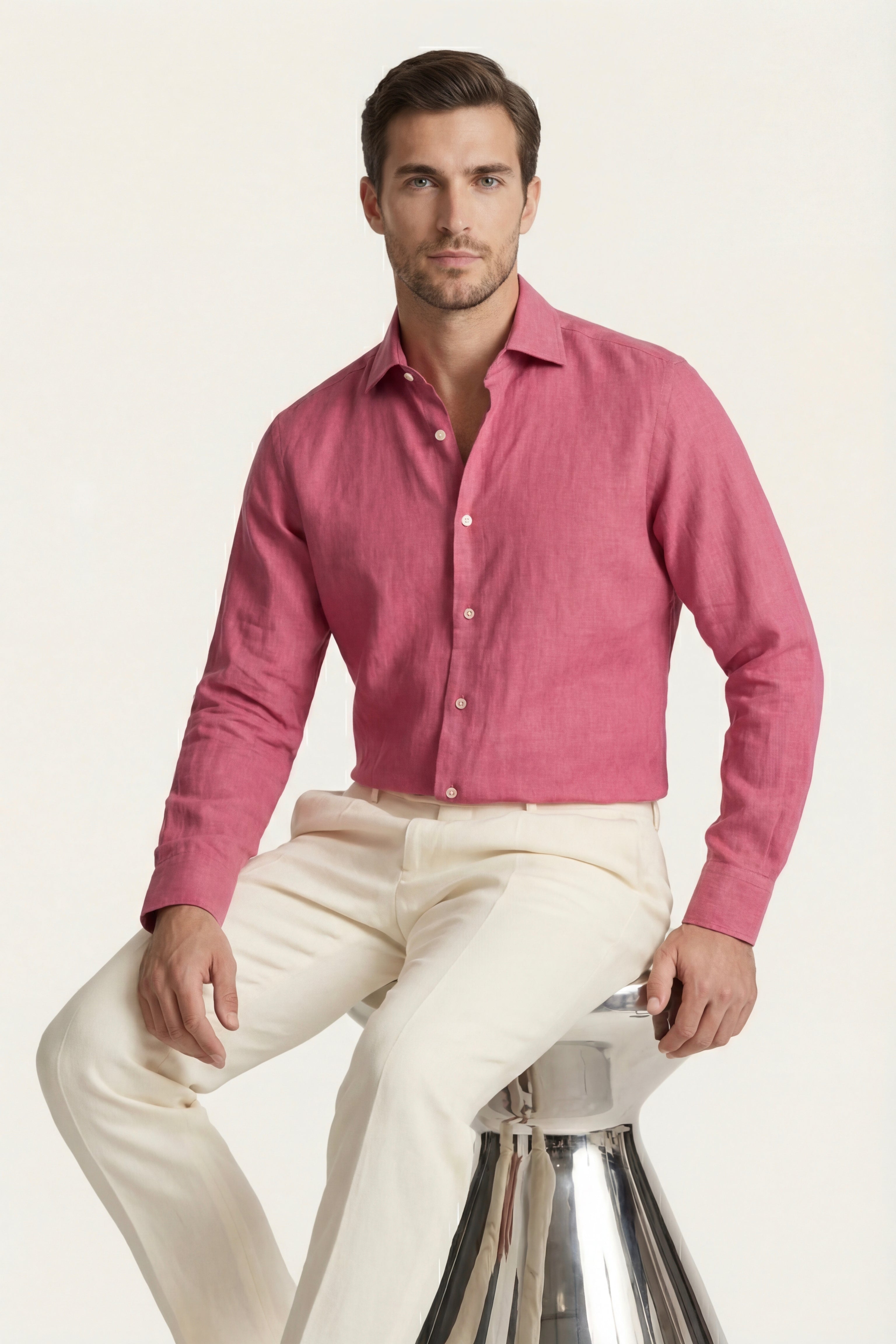 Silano Linen Shirt Pink