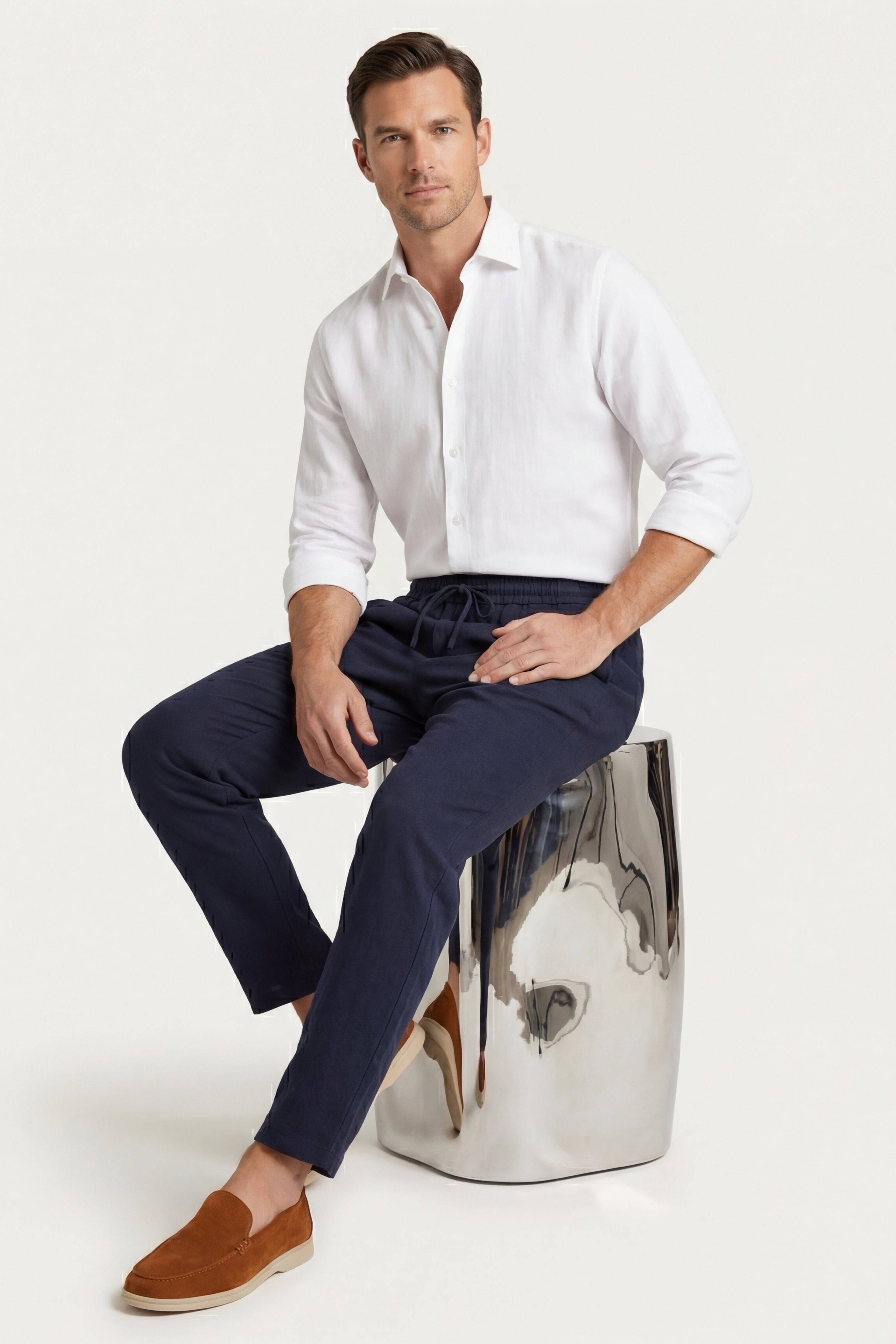 Sestri Tencel Drawstring Trouser Navy