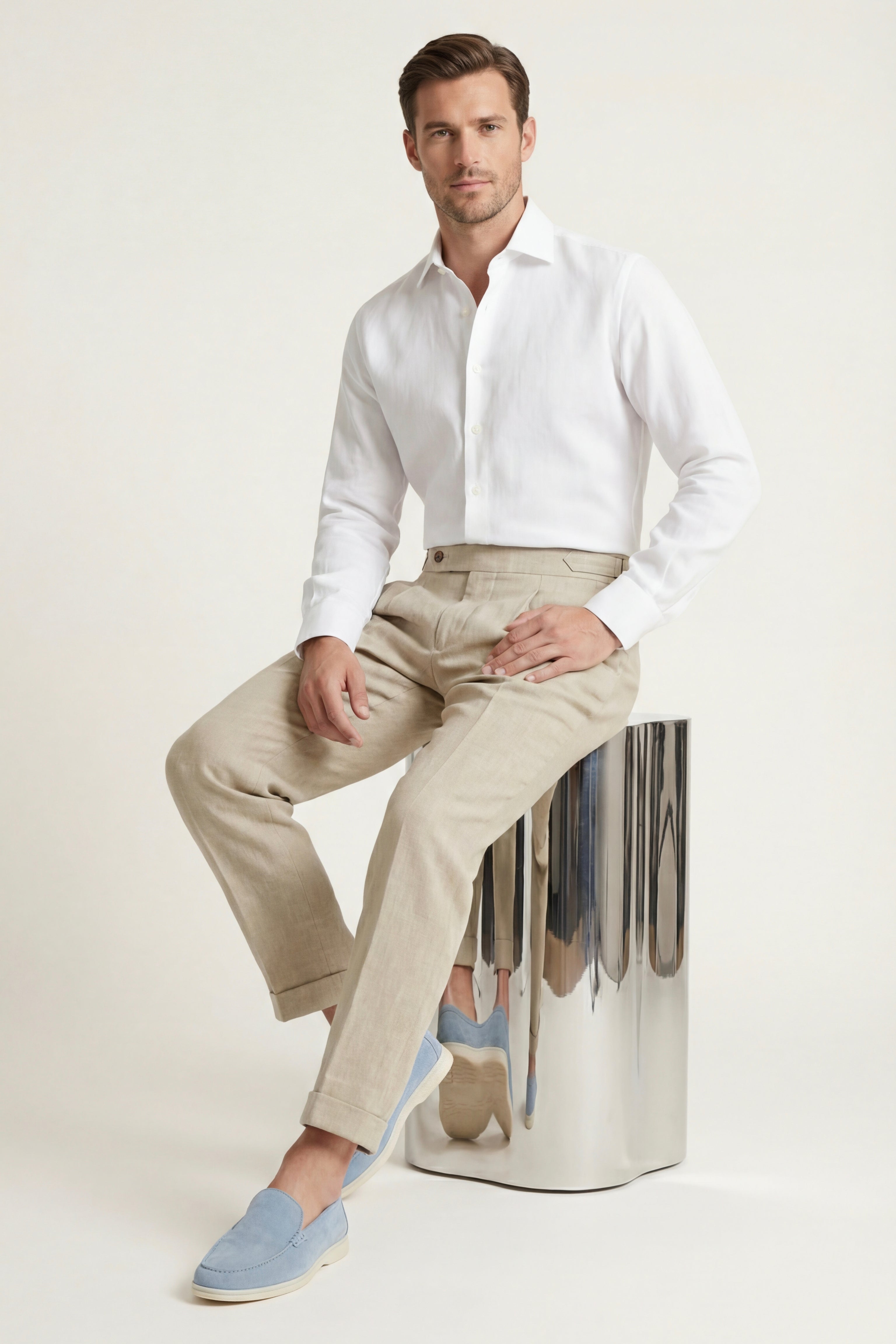 Silano Pleated Trousers Sand