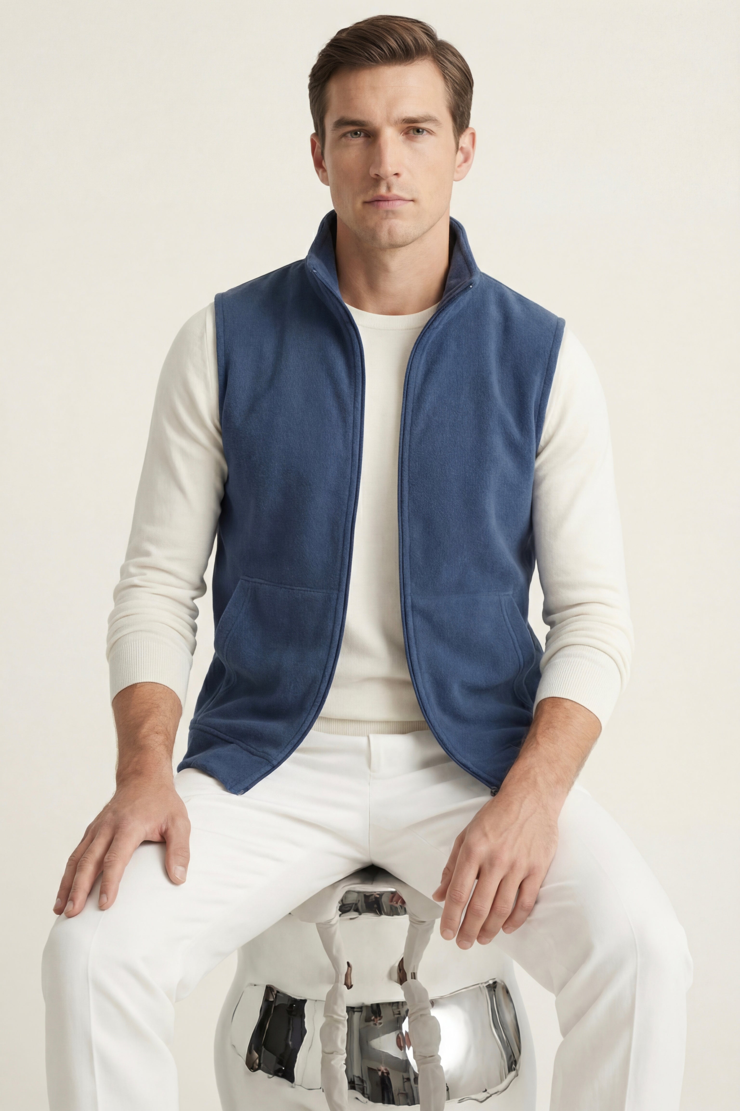Bormio Zip Fleece Vest Blue