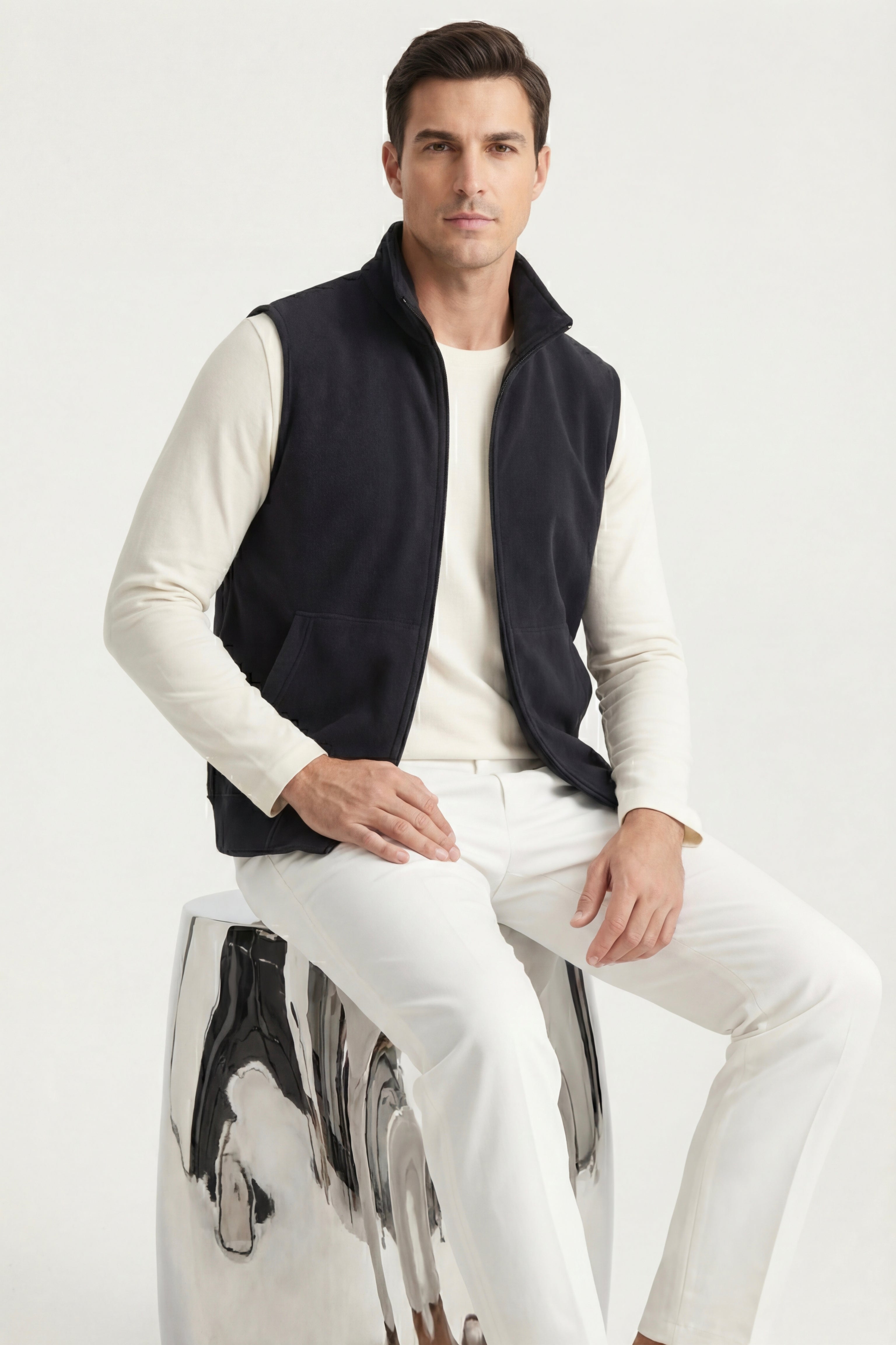 Bormio Zip Fleece Vest Black