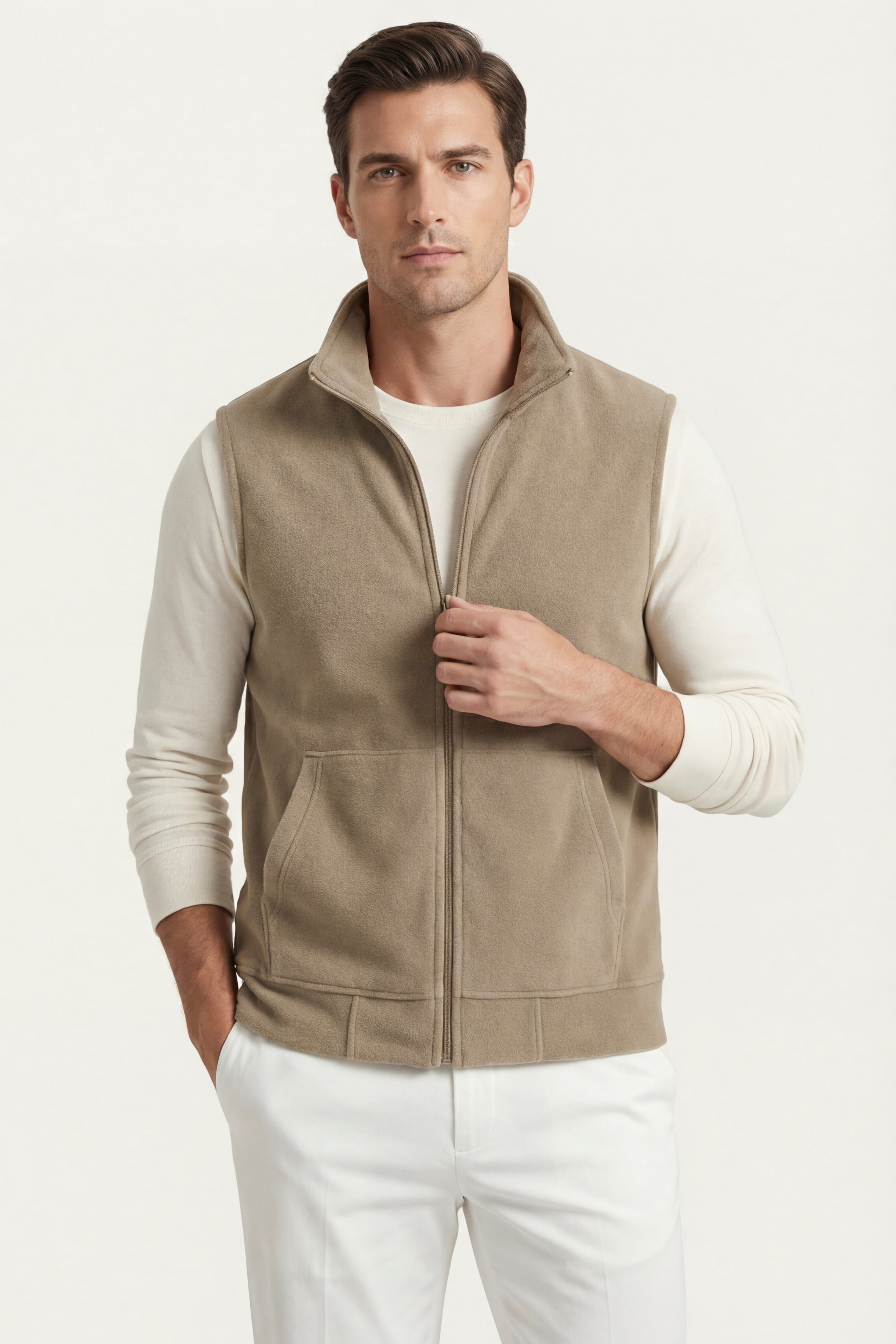 Bormio Zip Fleece Vest Beige