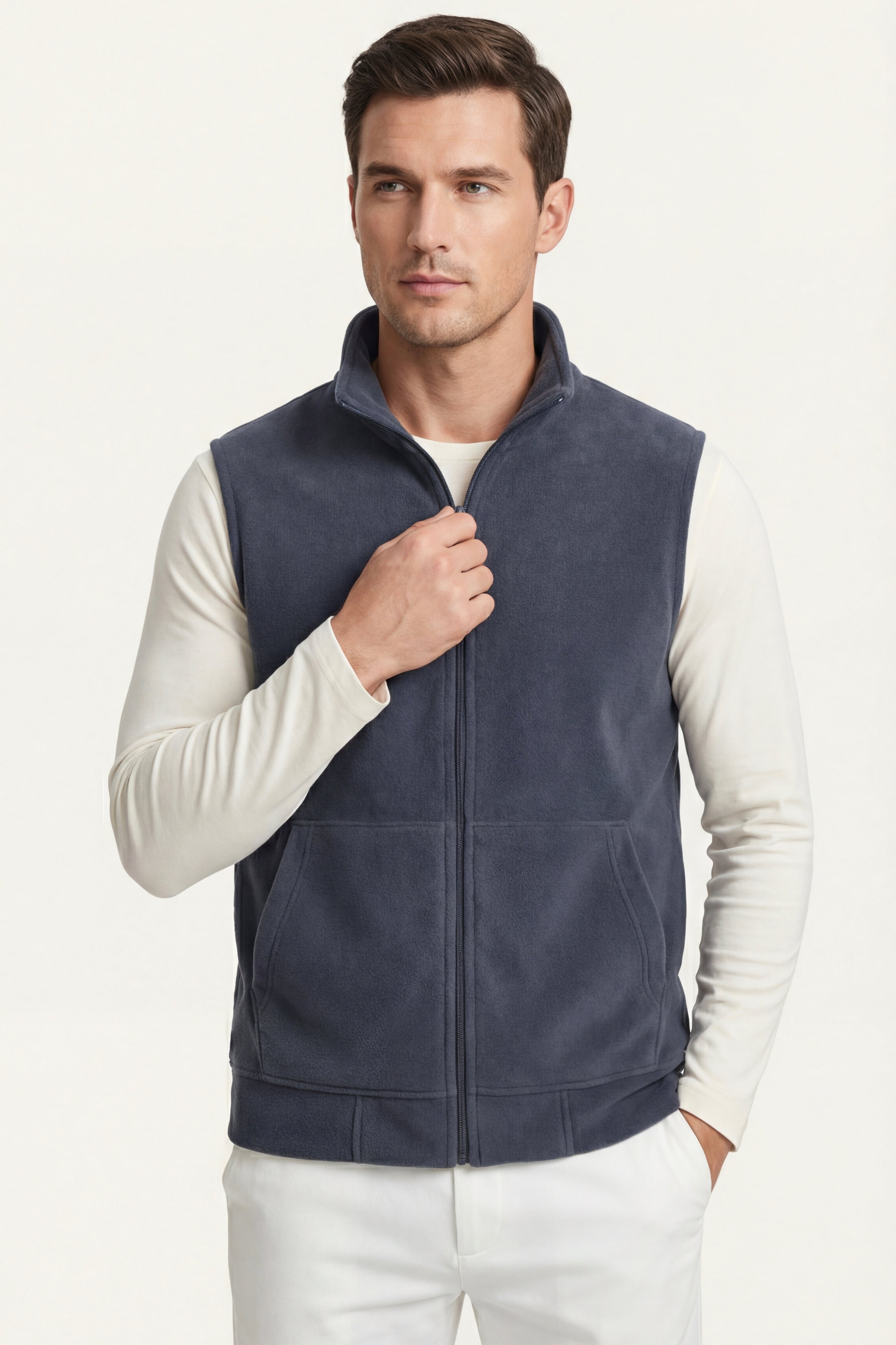 Bormio Zip Fleece Vest Blue Grey
