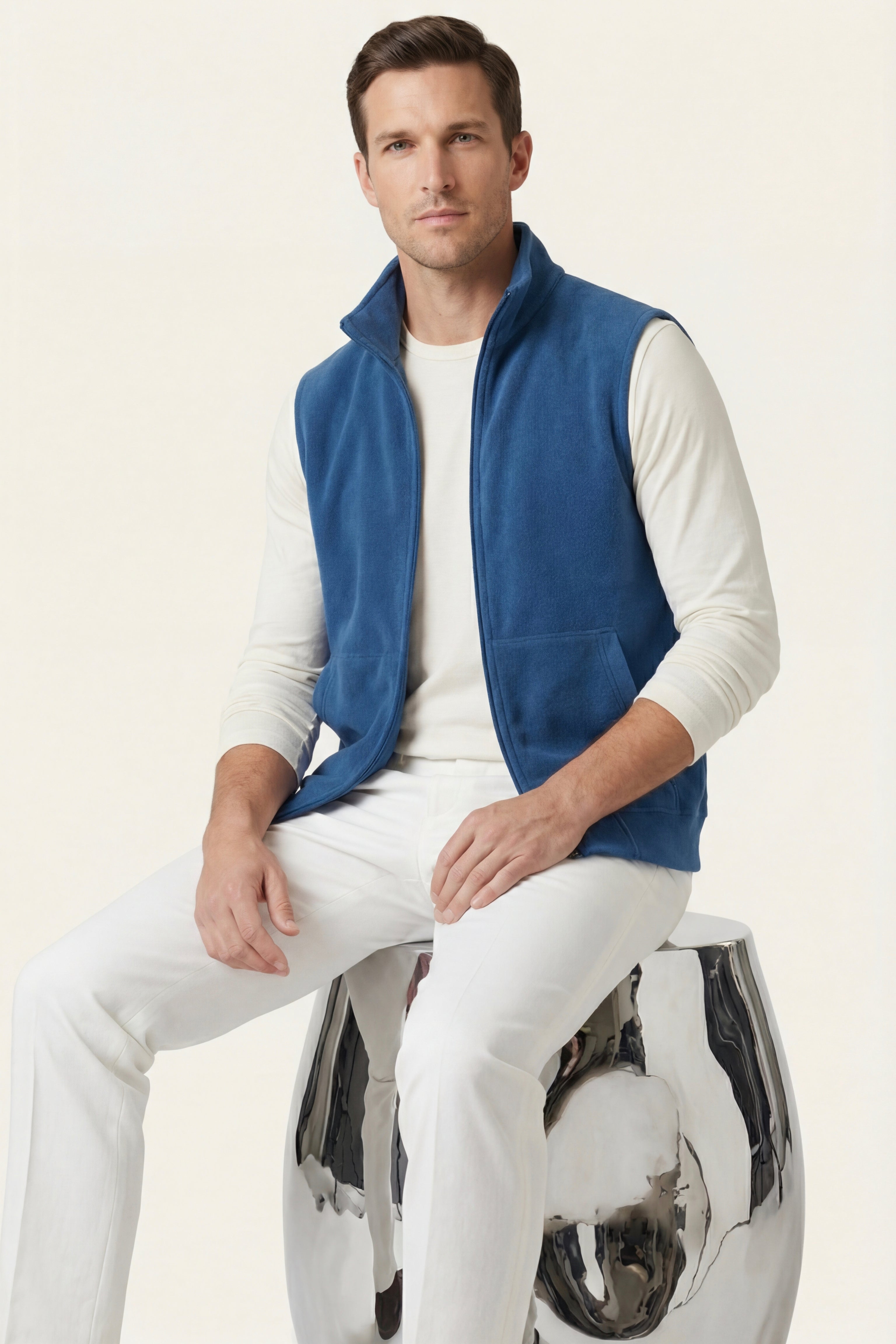 Bormio Zip Fleece Vest Royal Blue