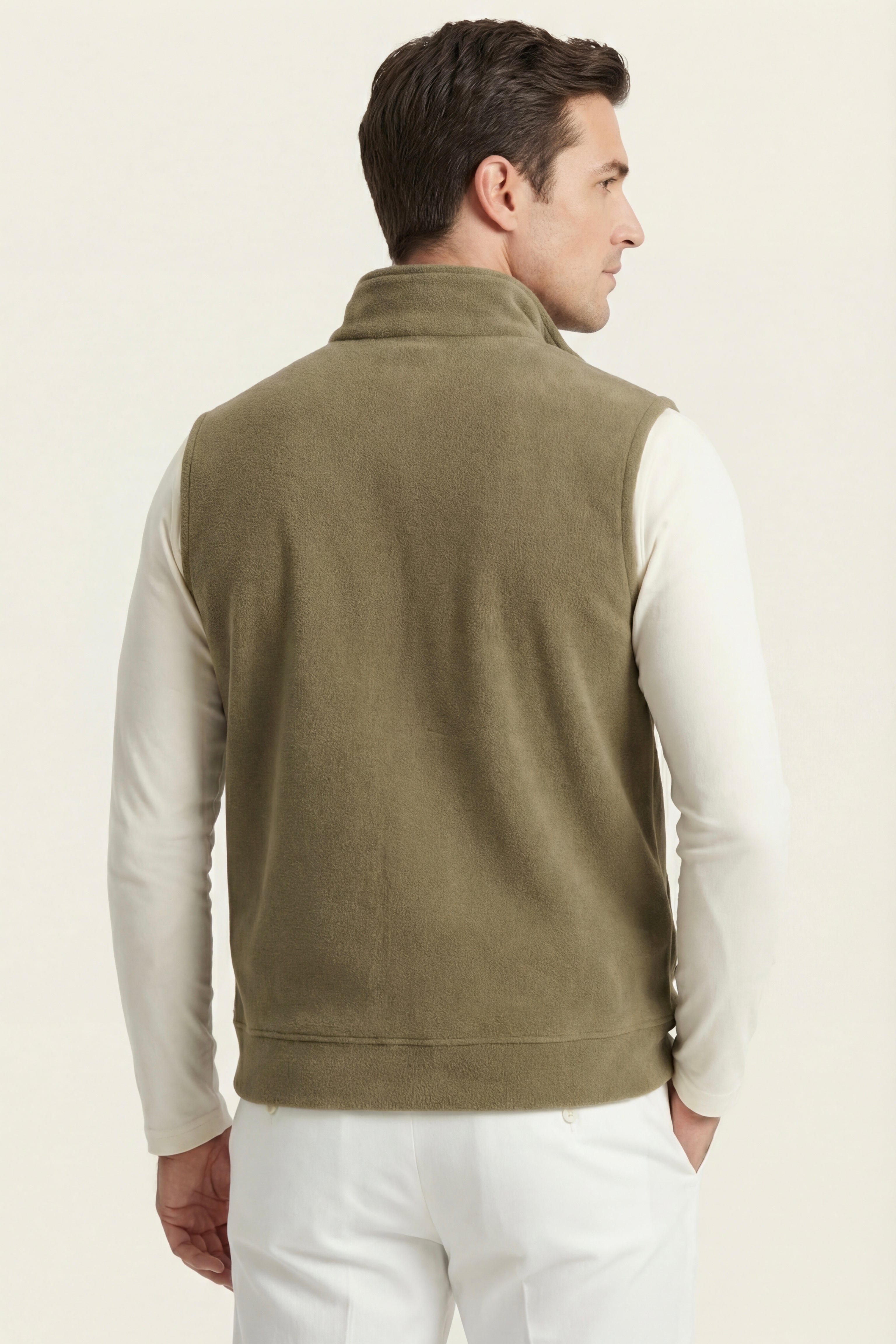 Bormio Zip Fleece Vest Khaki