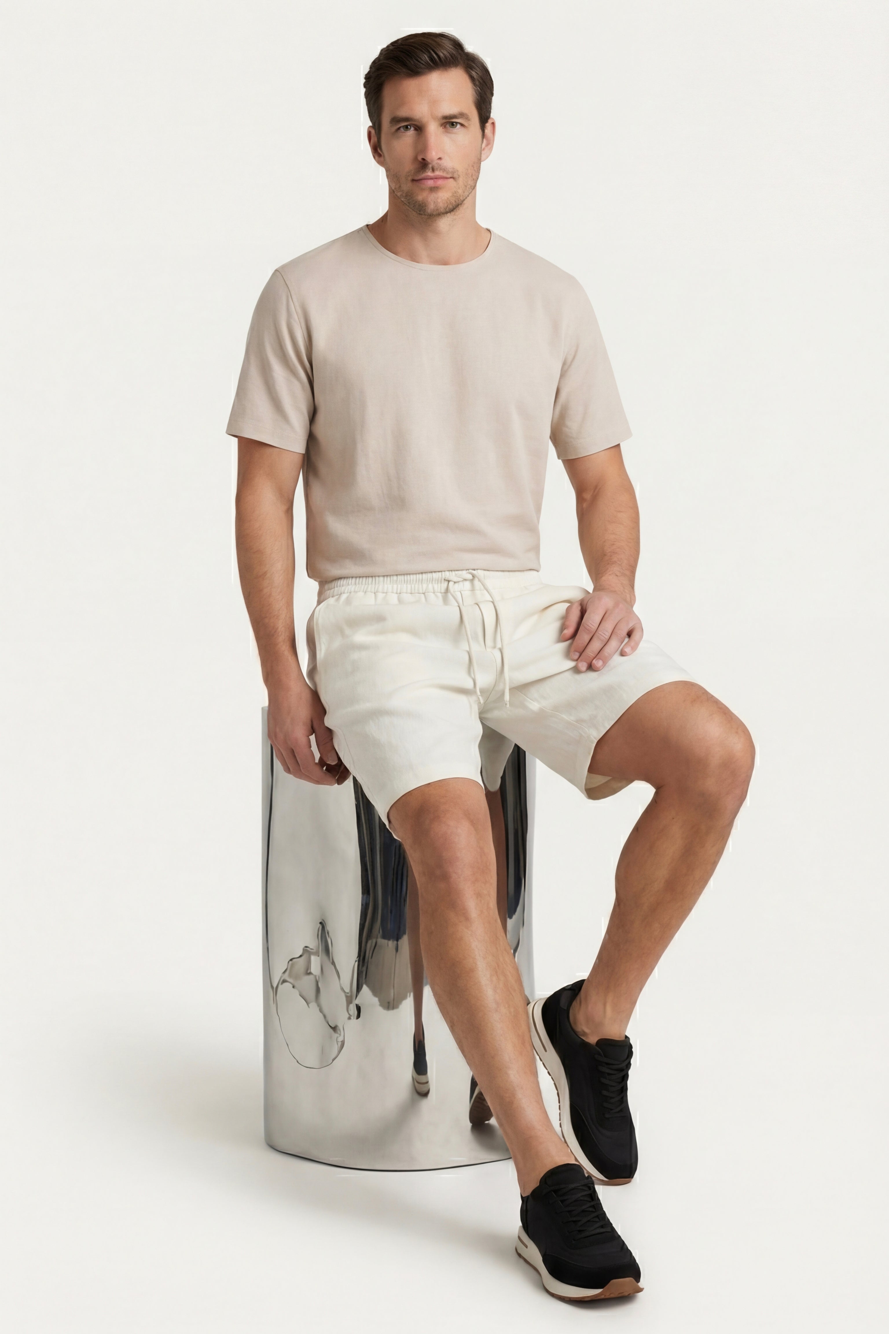 Lecce Linen Drawstring Shorts Ivory