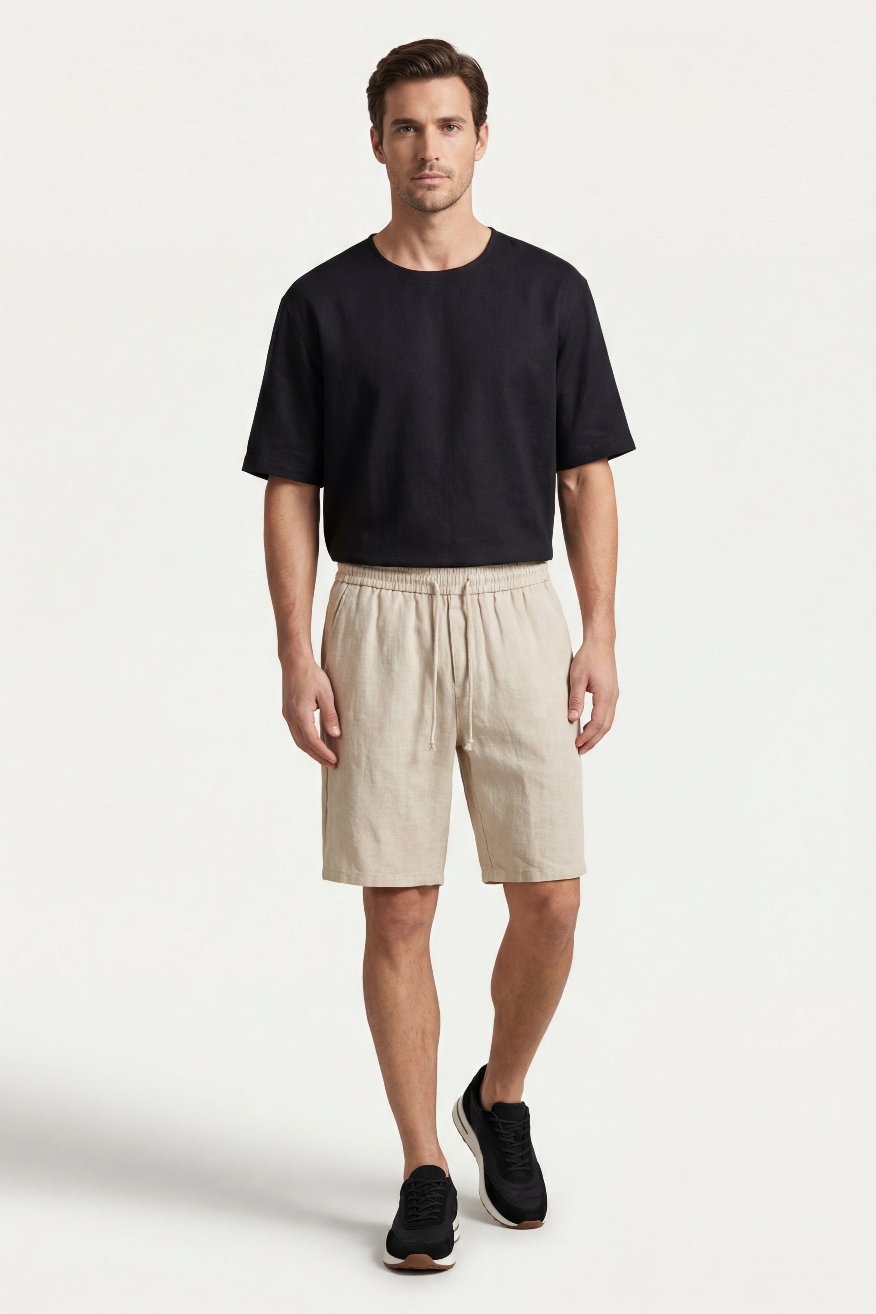 Lecce Linen Drawstring Shorts Beige