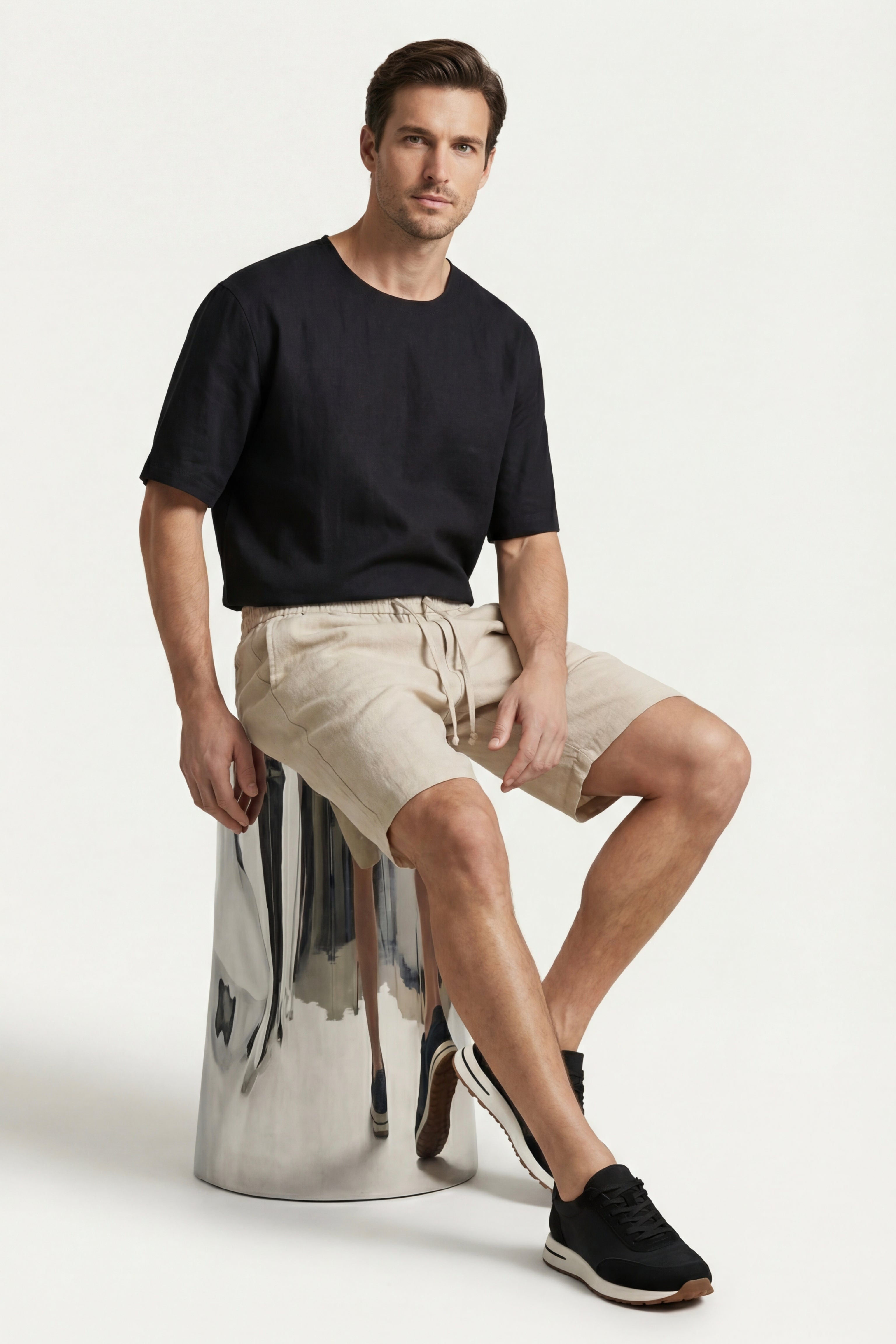 Lecce Linen Drawstring Shorts Beige