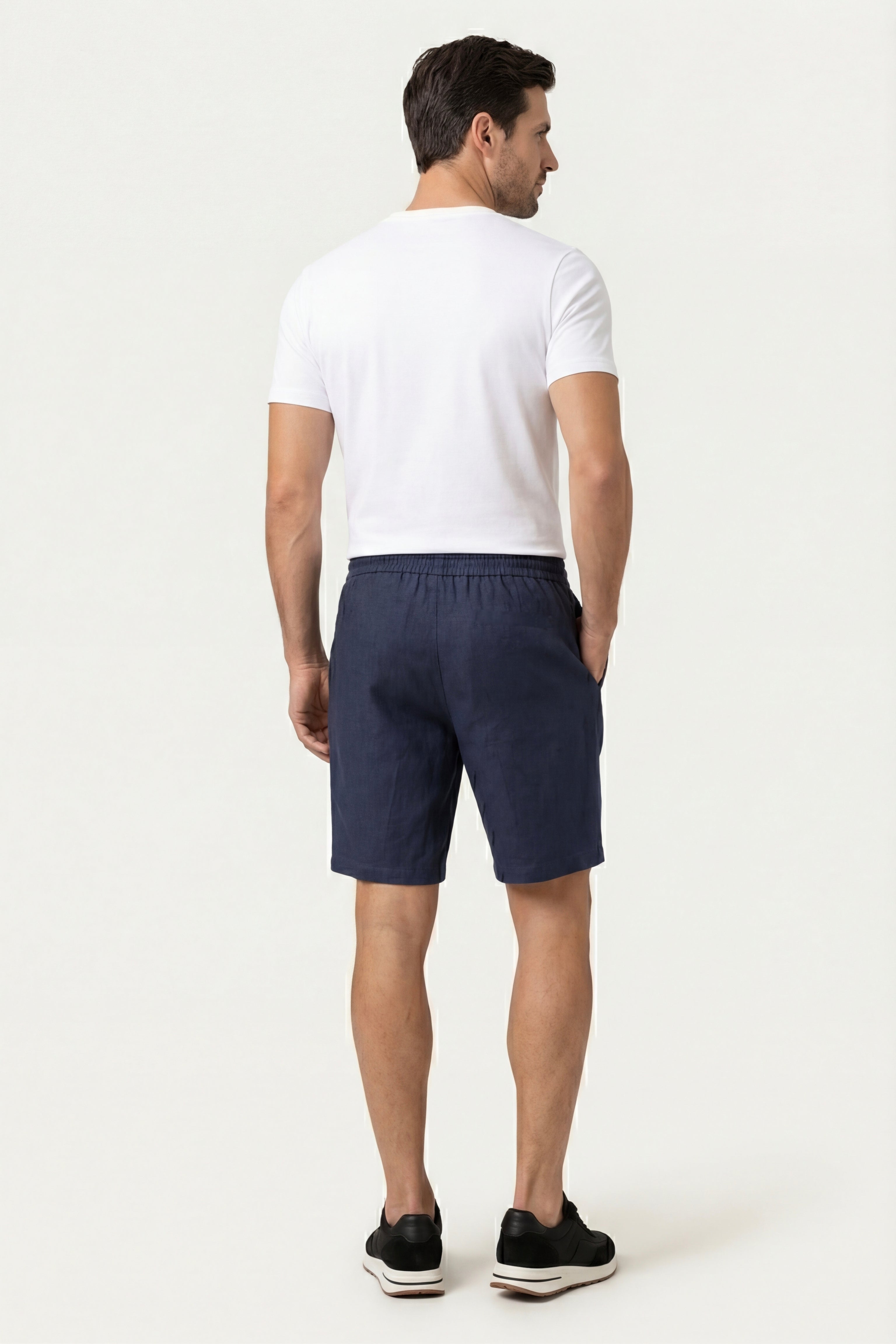 Lecce Linen Drawstring Shorts Navy